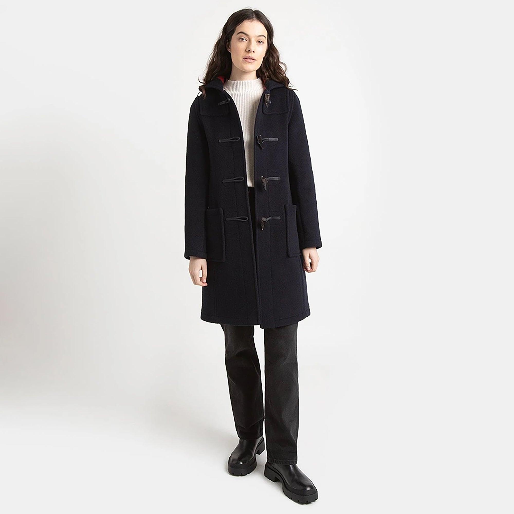 Product image 2 of 7 of Gloverall Women's Long Slim Fit Freda Duffle Coat - Navy Royal Stewart