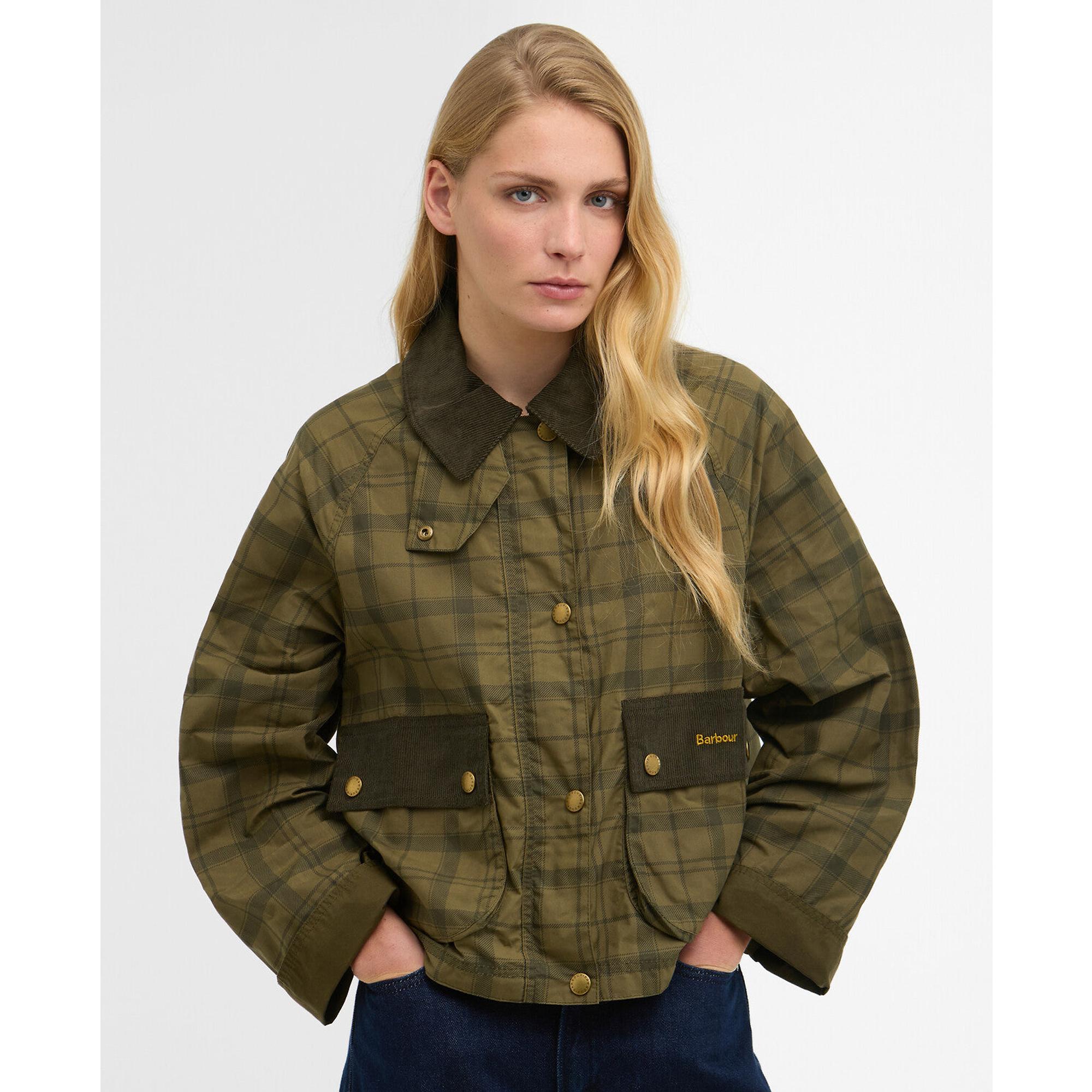 Product image 2 of 7 of Barbour Women's Tartan Cropped Beadnell Casual Jacket - Dusky Green Tartan/Highland