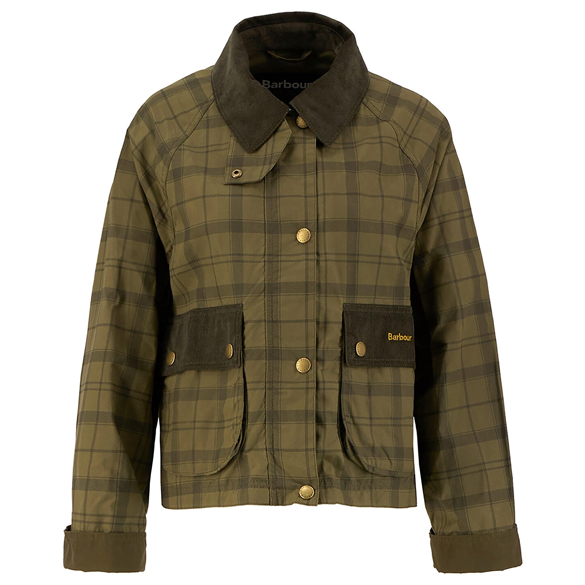 Product image 1 of 7 of Barbour Women's Tartan Cropped Beadnell Casual Jacket - Dusky Green Tartan/Highland