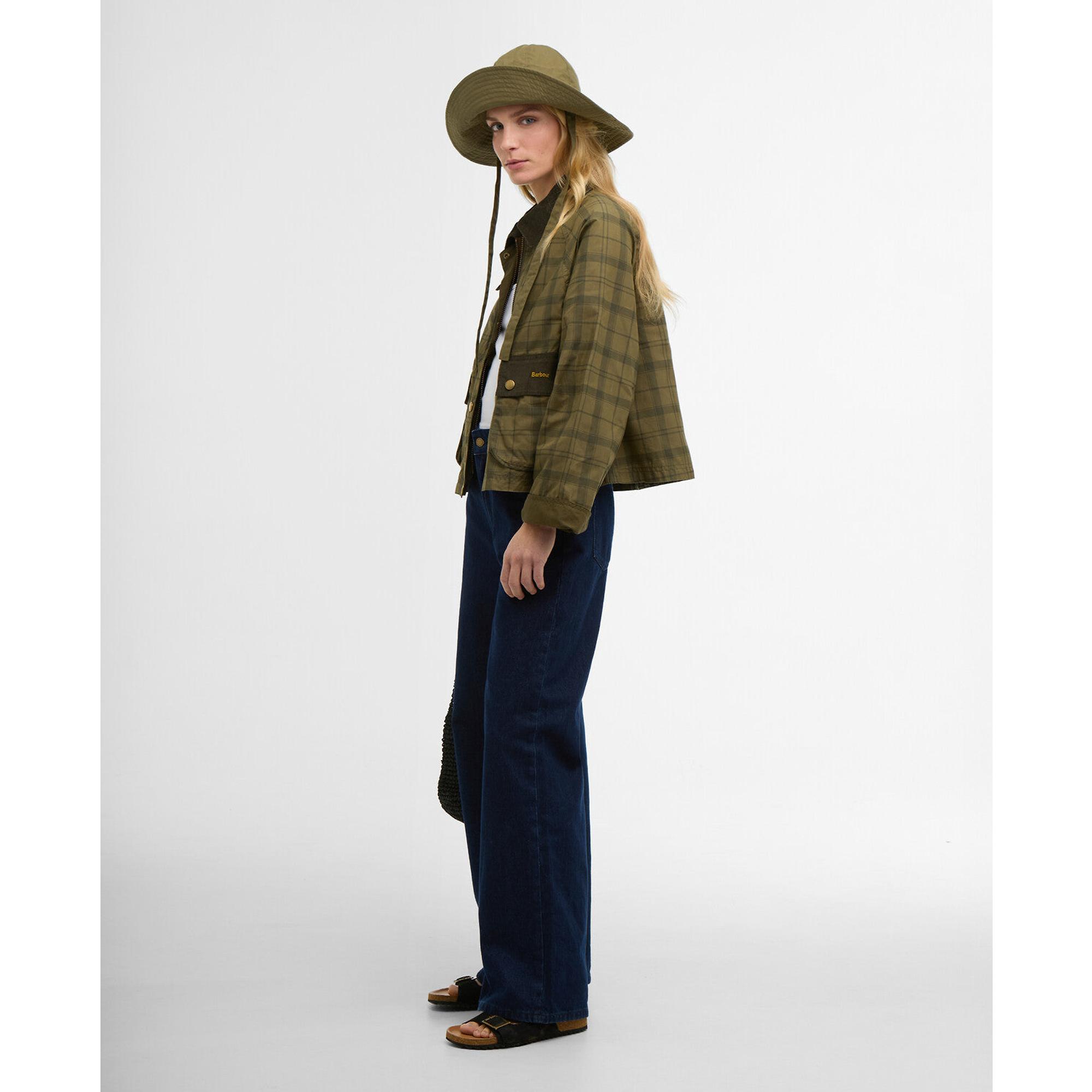 Product image 3 of 7 of Barbour Women's Tartan Cropped Beadnell Casual Jacket - Dusky Green Tartan/Highland