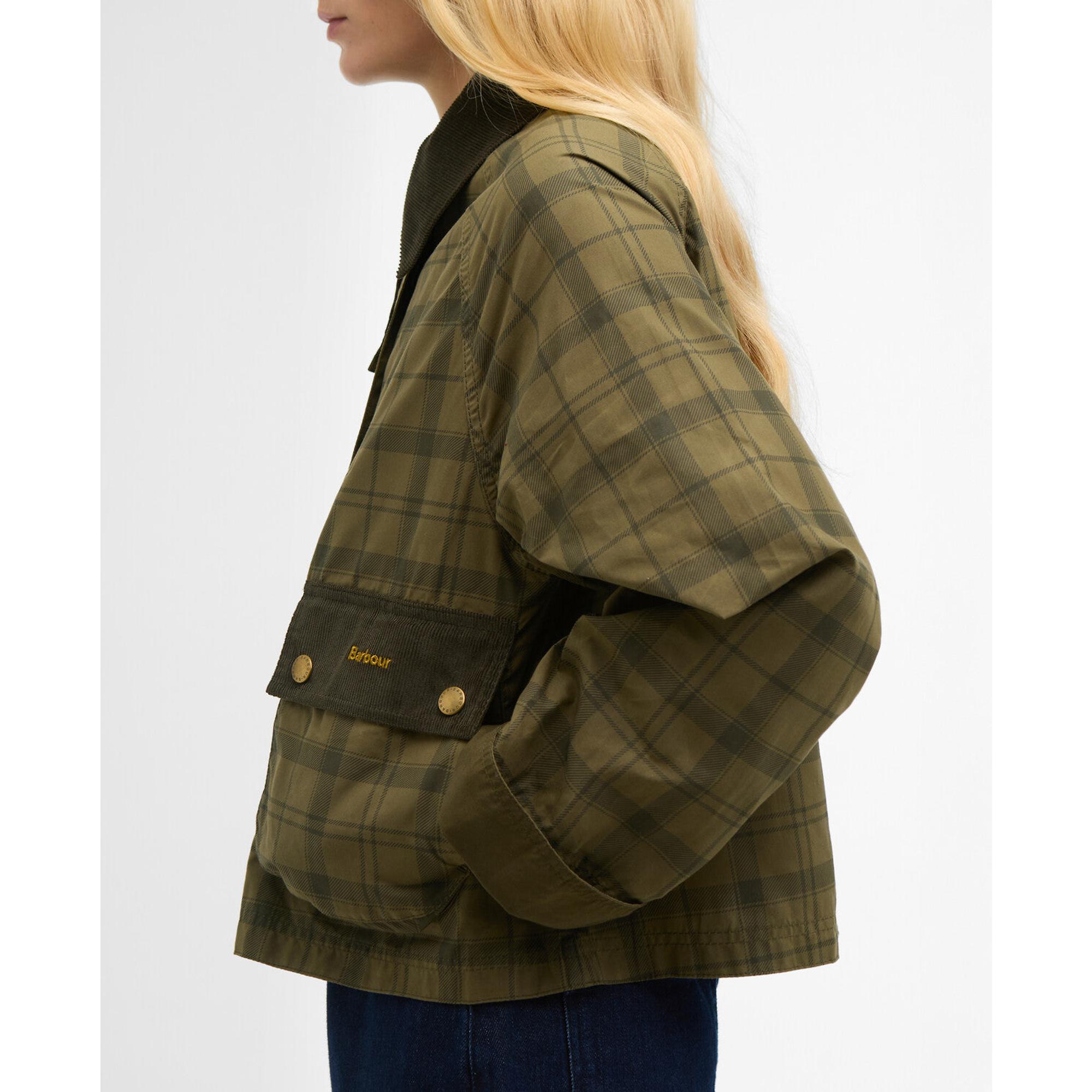 Product image 6 of 7 of Barbour Women's Tartan Cropped Beadnell Casual Jacket - Dusky Green Tartan/Highland