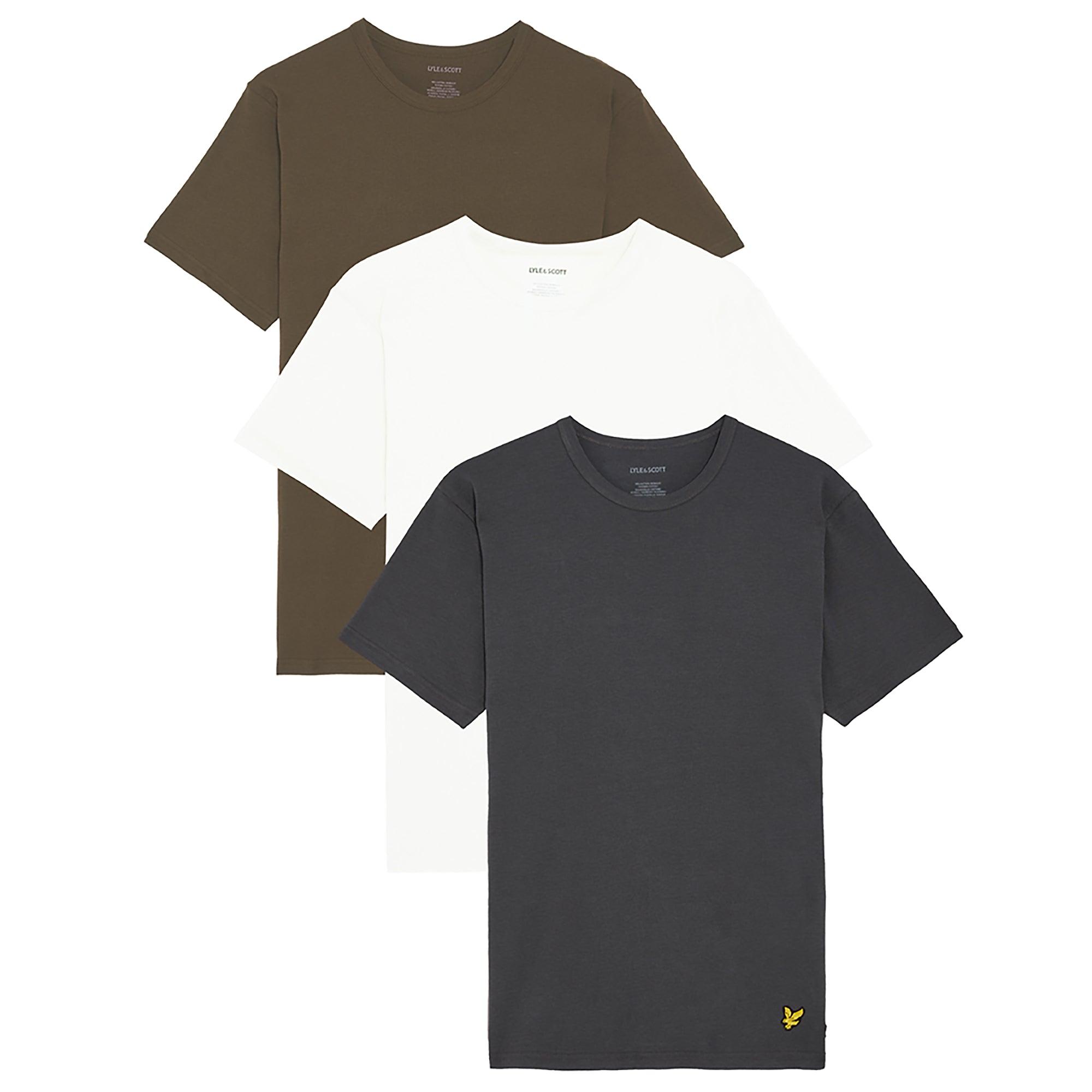 Product image 1 of 3 of Lyle & Scott Men's Basic 3 Pack T-Shirt - White/ Olive/ Gunmetal