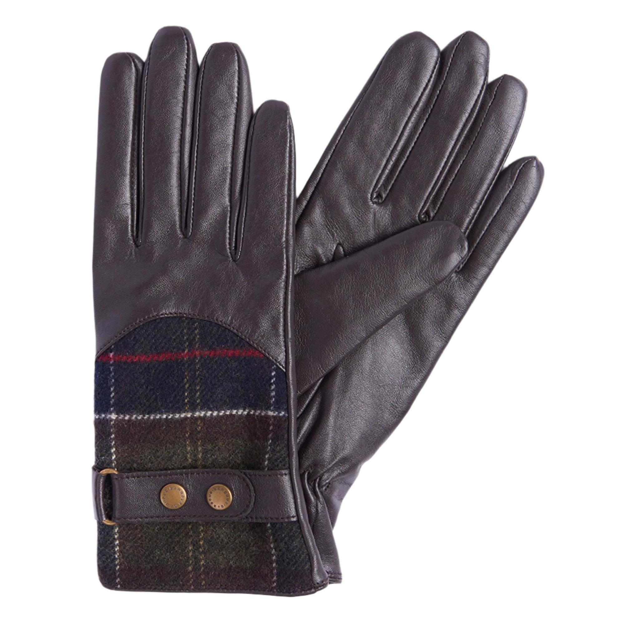 Product image 1 of 4 of Barbour Women's Dee Tartan Gloves - Dark Brown