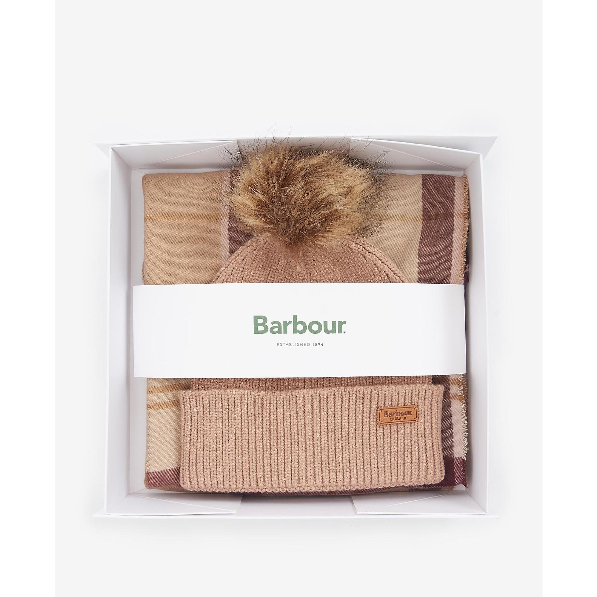 Product image 4 of 8 of Barbour Women's Dover Pom Beanie & Hailes Scarf Gift Set - Muted Cabernet