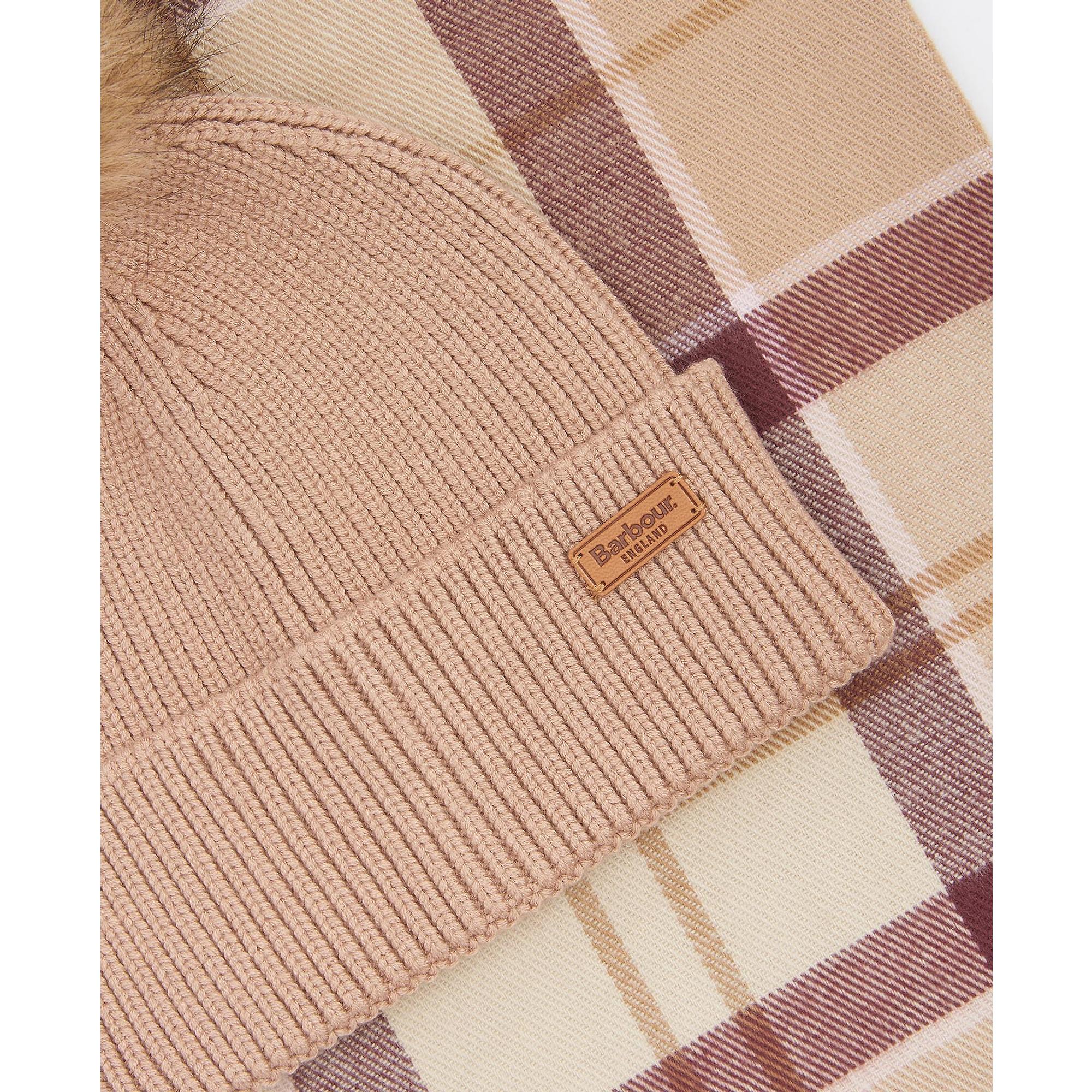 Product image 7 of 8 of Barbour Women's Dover Pom Beanie & Hailes Scarf Gift Set - Muted Cabernet