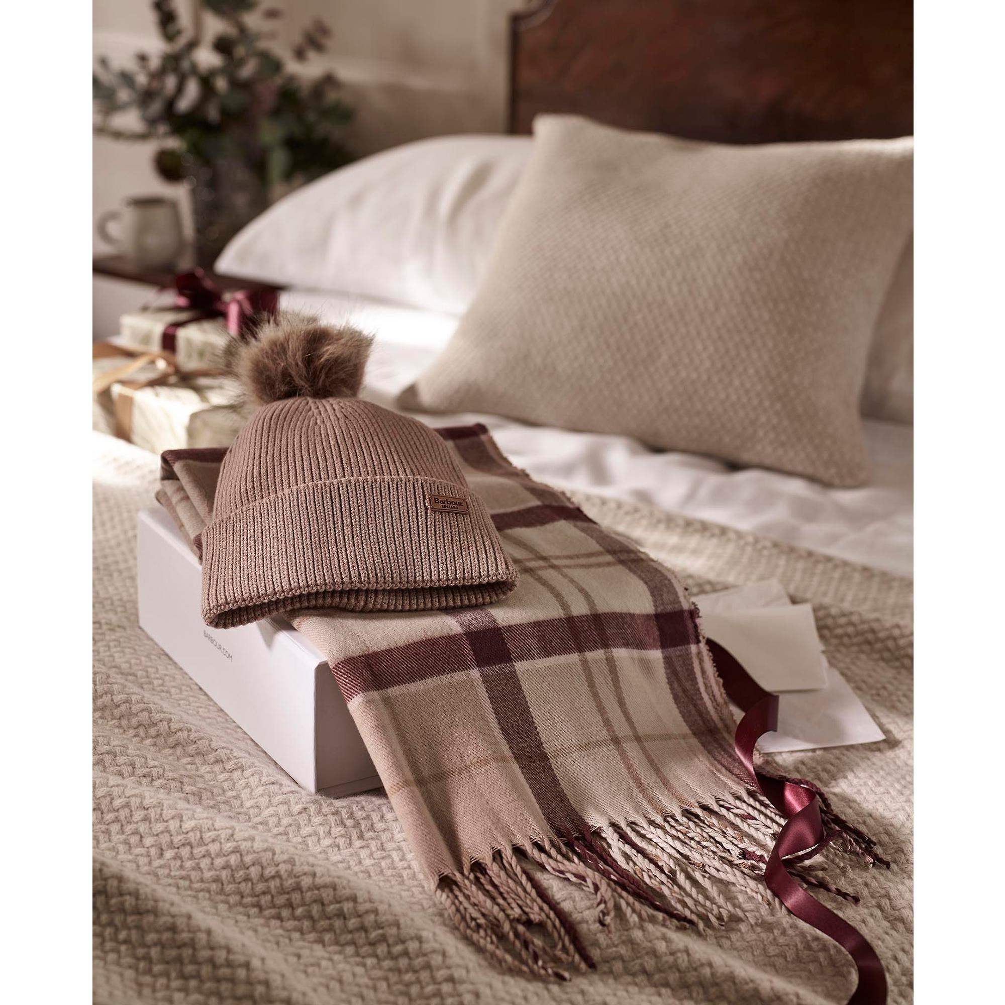 Product image 8 of 8 of Barbour Women's Dover Pom Beanie & Hailes Scarf Gift Set - Muted Cabernet