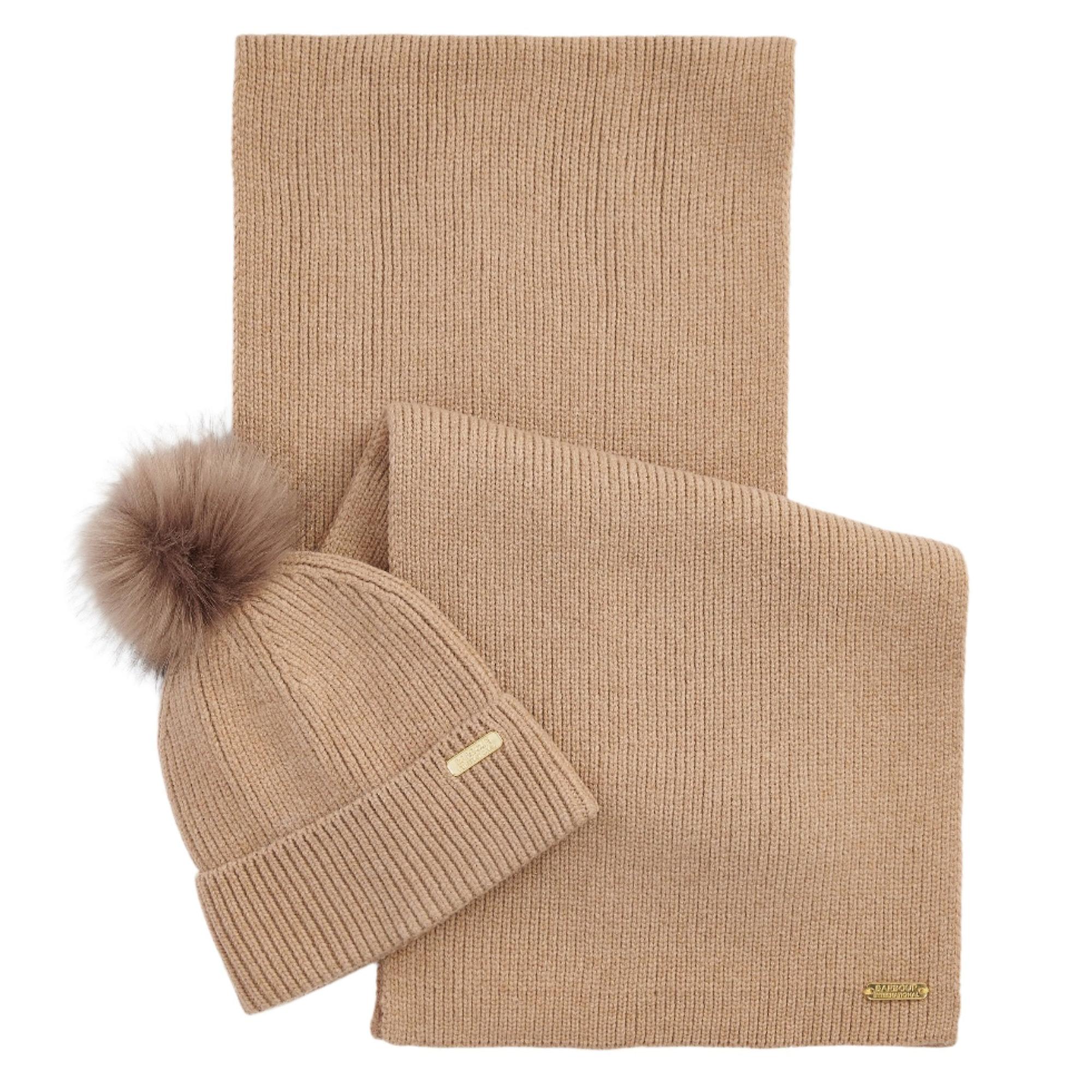 Product image 1 of 7 of Barbour International Women's Mallory Beanie & Scarf Gift Set - Light Trench