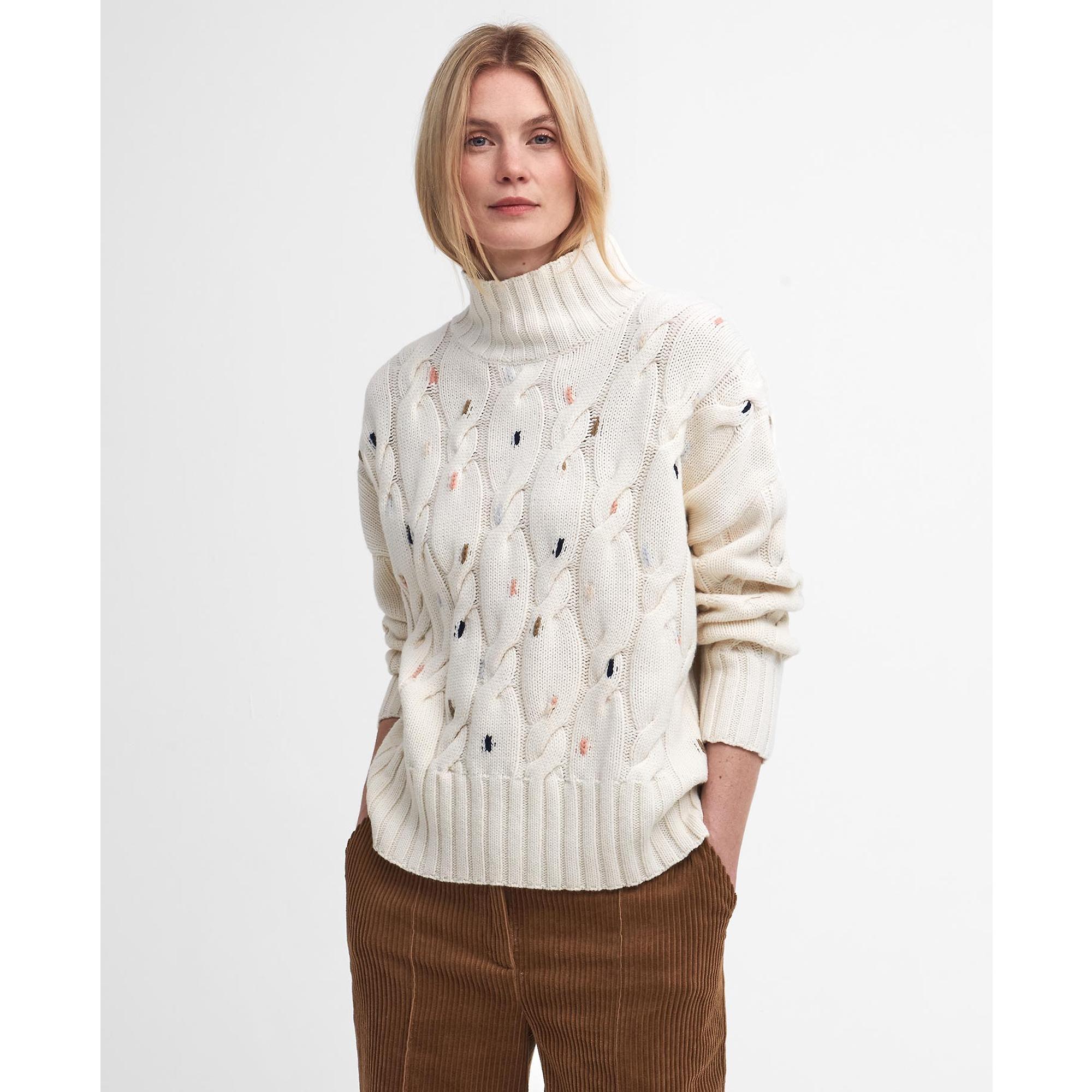 Product image 2 of 9 of Barbour Women's Fleur Cable-Knit Wool Jumper - Ecru