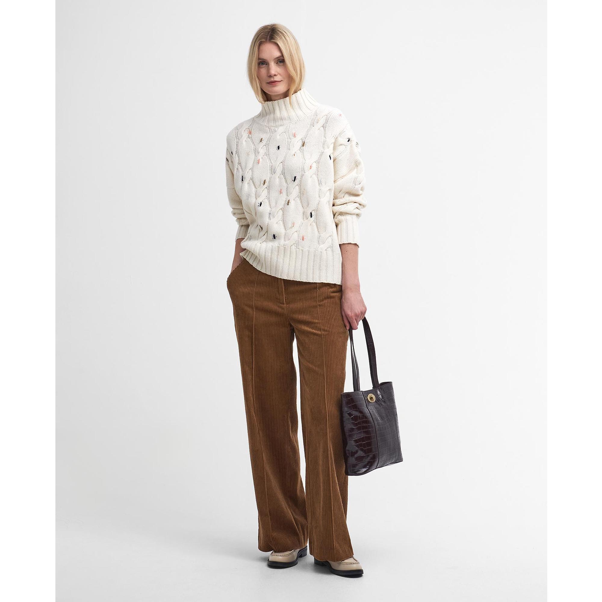 Product image 6 of 9 of Barbour Women's Fleur Cable-Knit Wool Jumper - Ecru