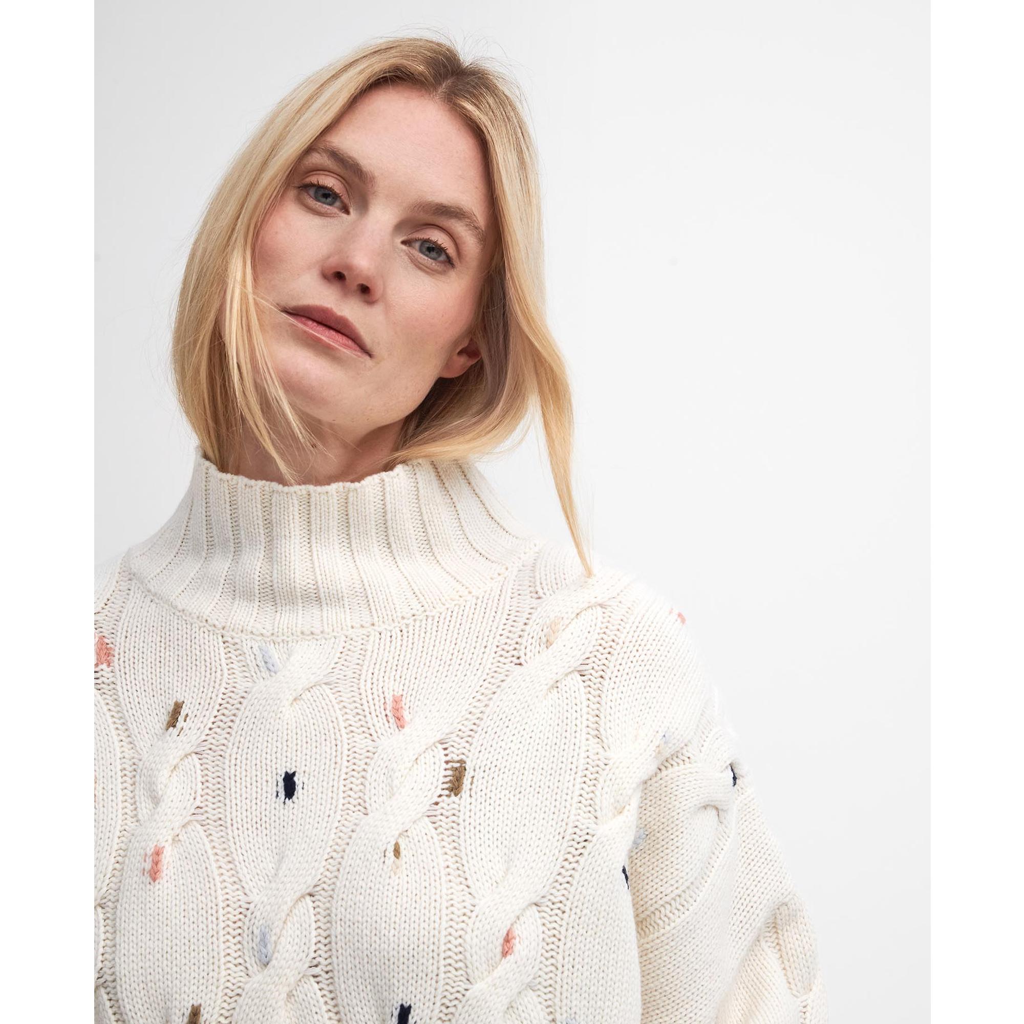 Product image 4 of 9 of Barbour Women's Fleur Cable-Knit Wool Jumper - Ecru