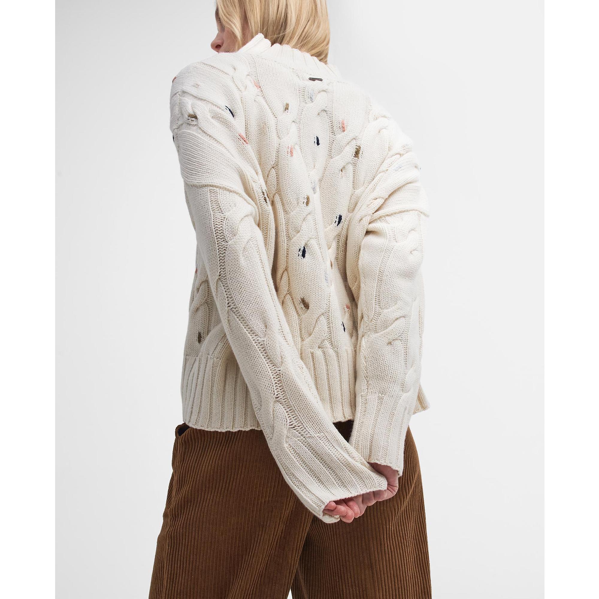 Product image 7 of 9 of Barbour Women's Fleur Cable-Knit Wool Jumper - Ecru