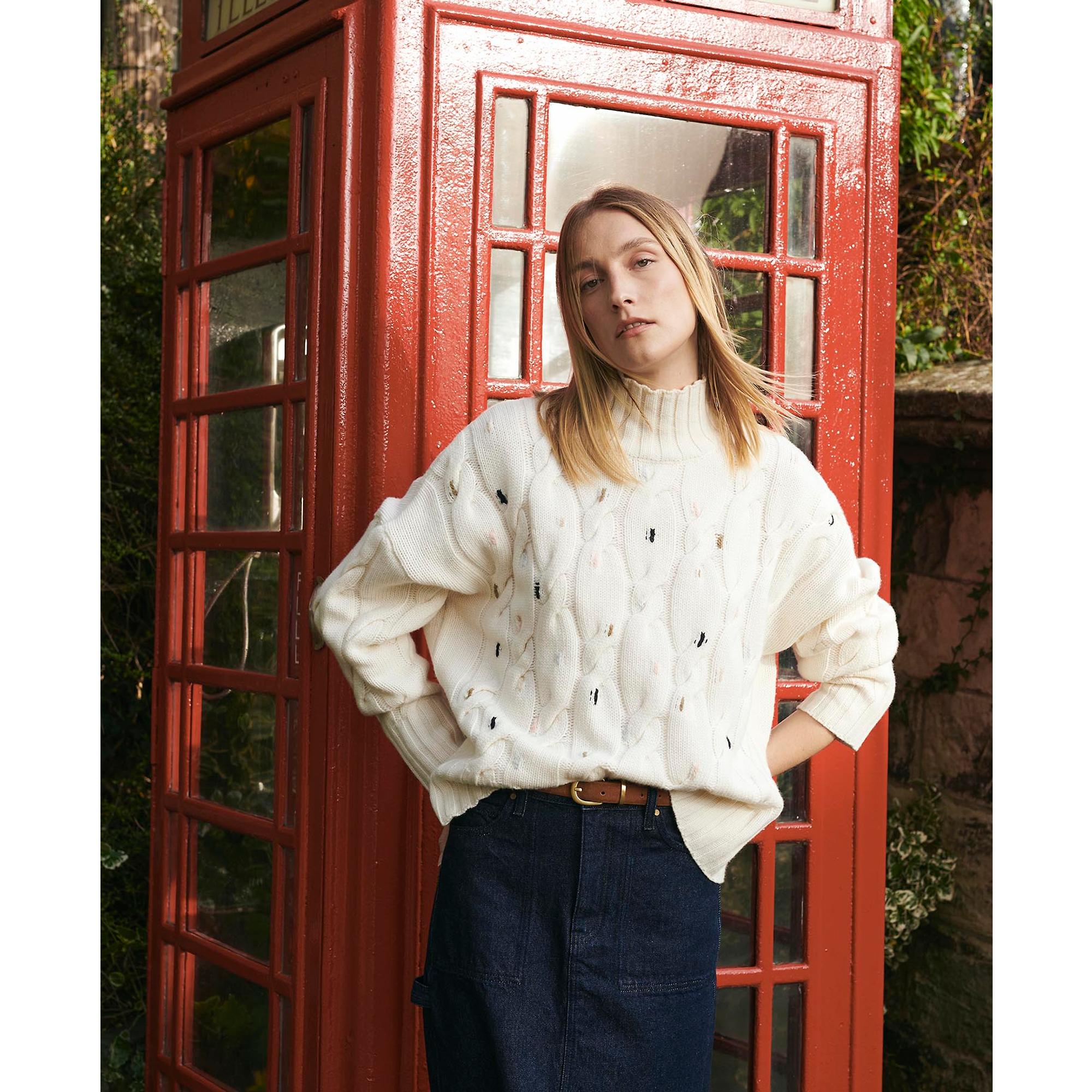 Product image 9 of 9 of Barbour Women's Fleur Cable-Knit Wool Jumper - Ecru