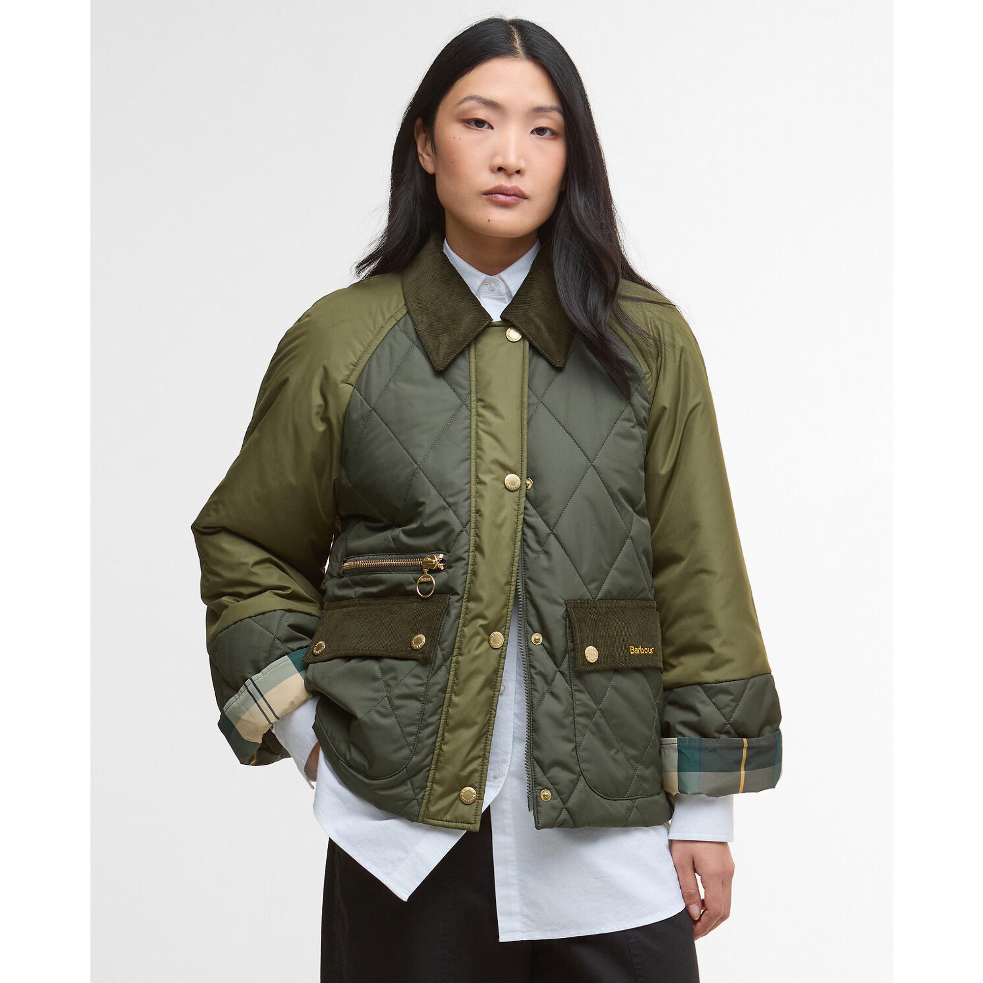 Product image 2 of 7 of Barbour Women's Martha Quilted Jacket - Olive/Dark Moss/Ancient Tartan