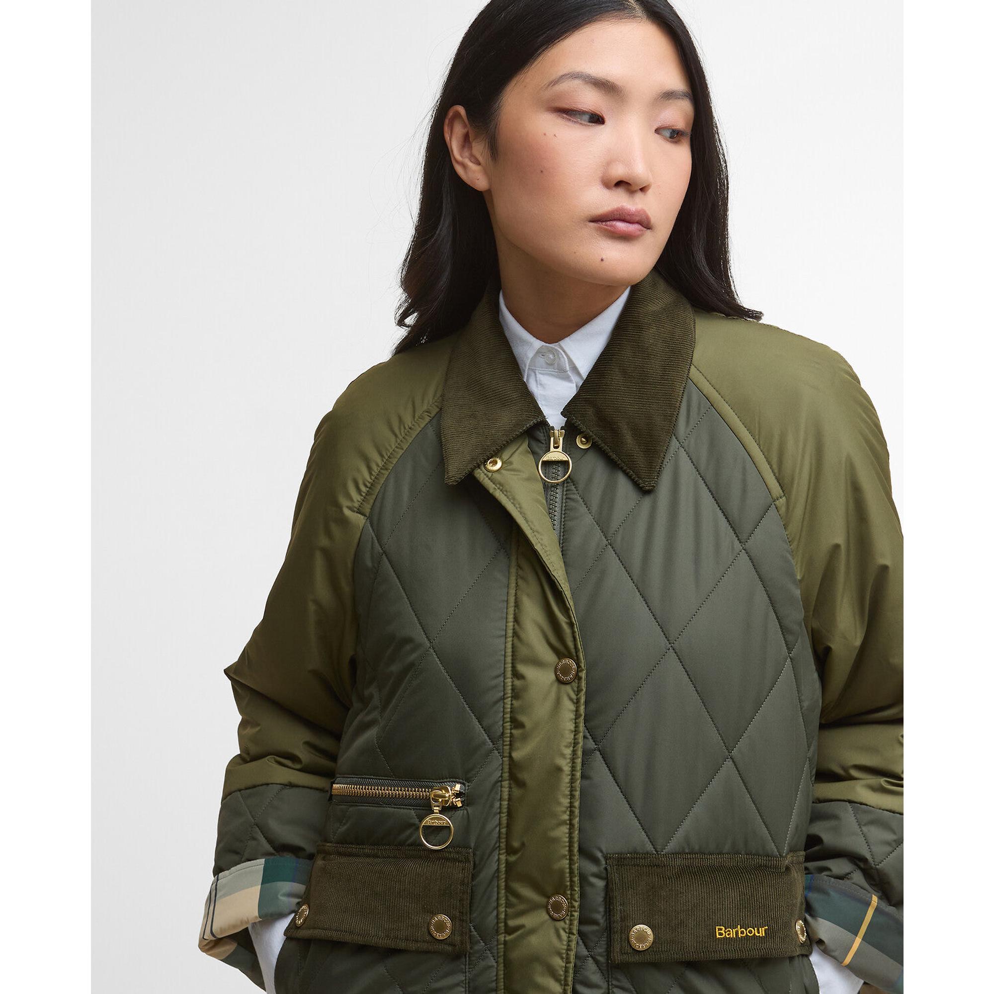 Product image 5 of 7 of Barbour Women's Martha Quilted Jacket - Olive/Dark Moss/Ancient Tartan