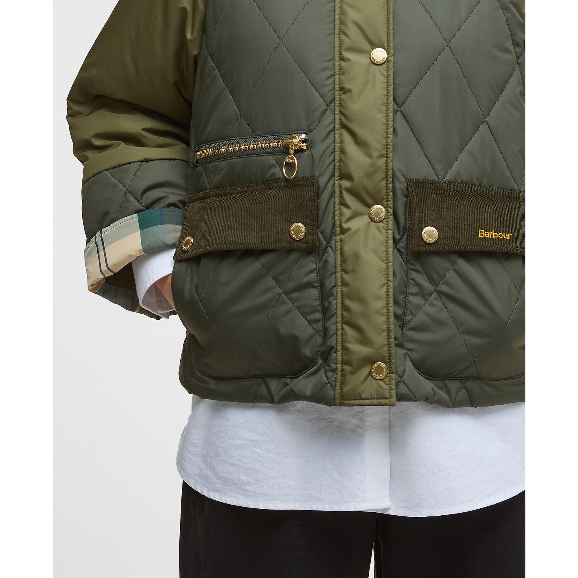 Product image 6 of 7 of Barbour Women's Martha Quilted Jacket - Olive/Dark Moss/Ancient Tartan