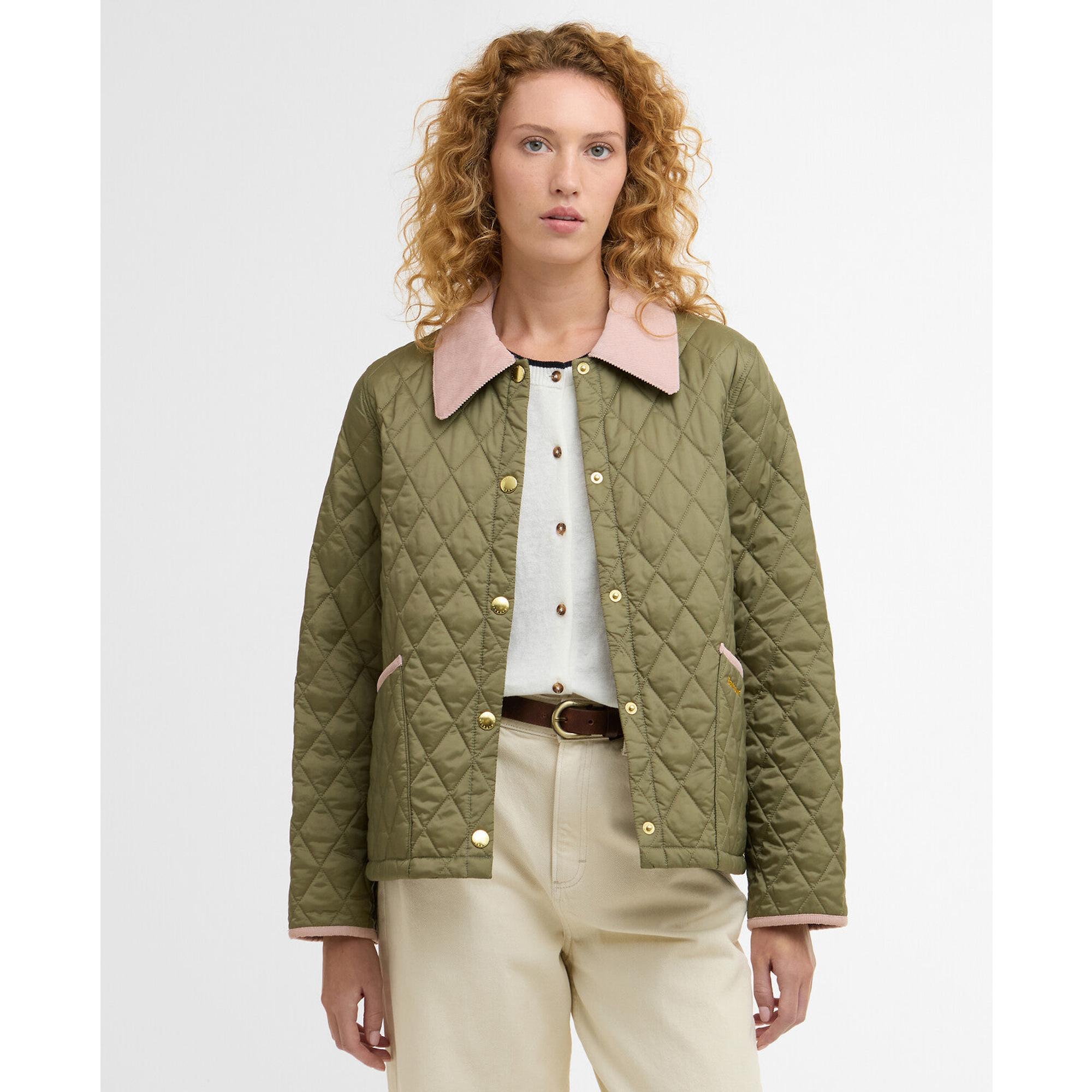 Product image 2 of 7 of Barbour Women's Icons Cropped Liddesdale Quilted Jacket - Bleached Olive/Ancient/Gardenia