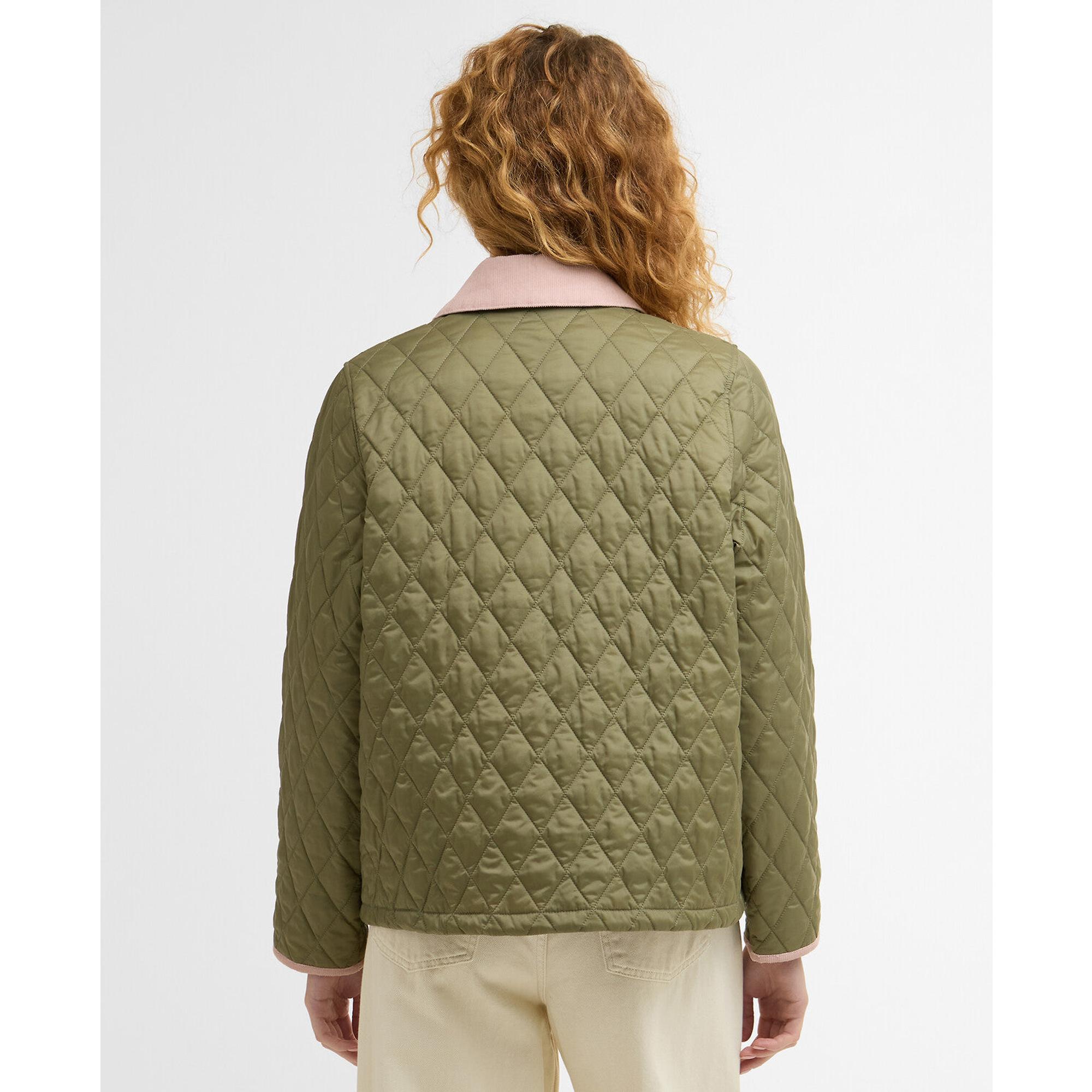 Product image 4 of 7 of Barbour Women's Icons Cropped Liddesdale Quilted Jacket - Bleached Olive/Ancient/Gardenia