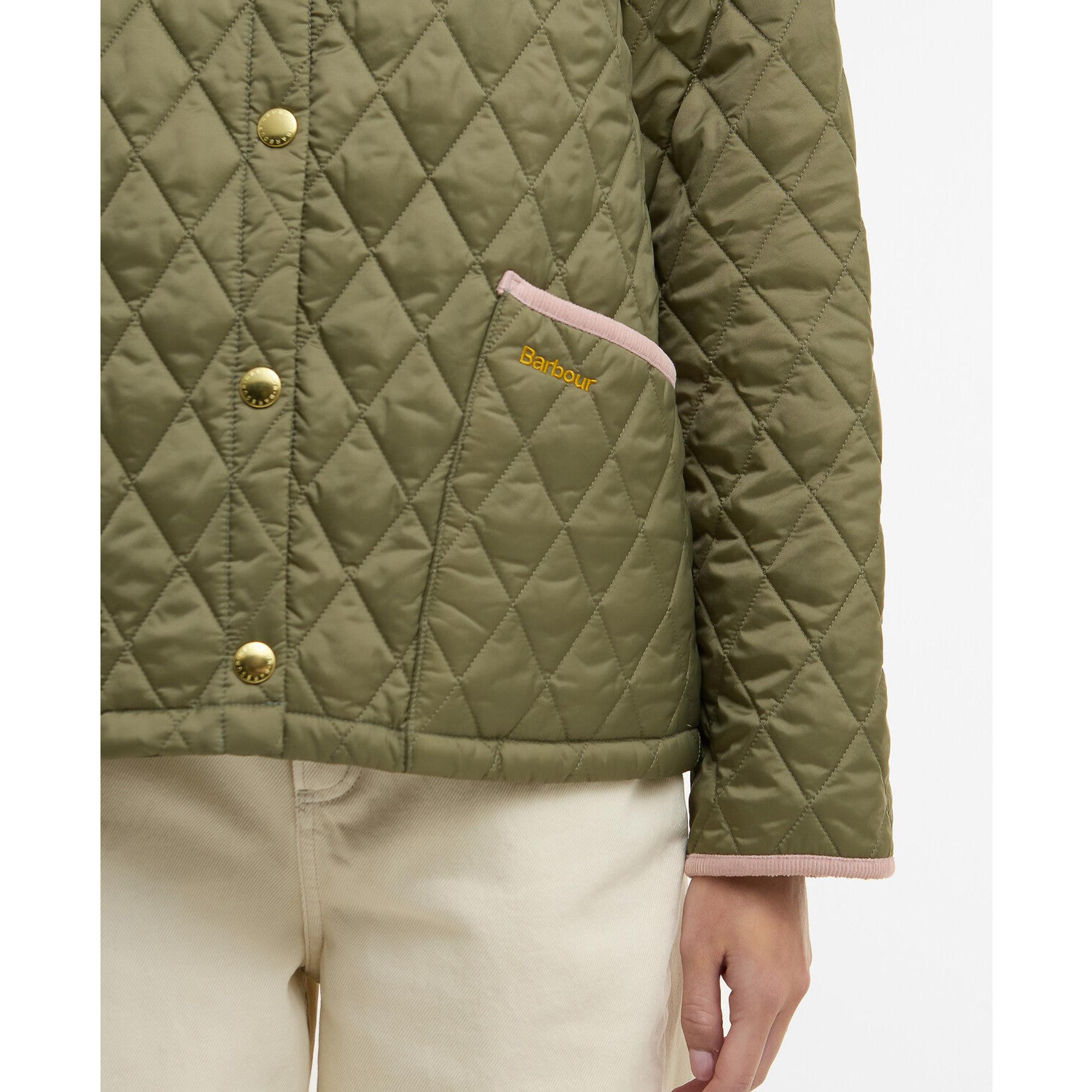 Product image 5 of 7 of Barbour Women's Icons Cropped Liddesdale Quilted Jacket - Bleached Olive/Ancient/Gardenia