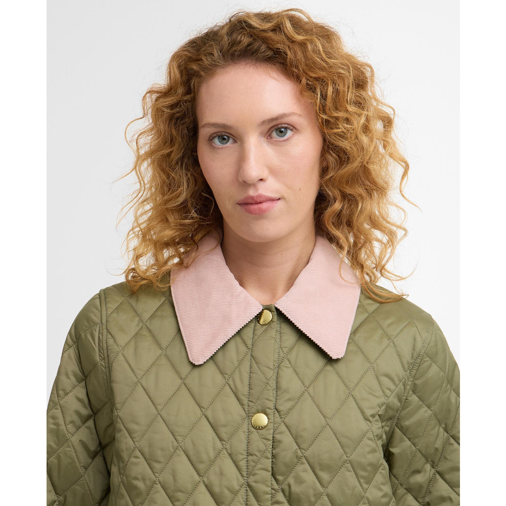 Product image 6 of 7 of Barbour Women's Icons Cropped Liddesdale Quilted Jacket - Bleached Olive/Ancient/Gardenia