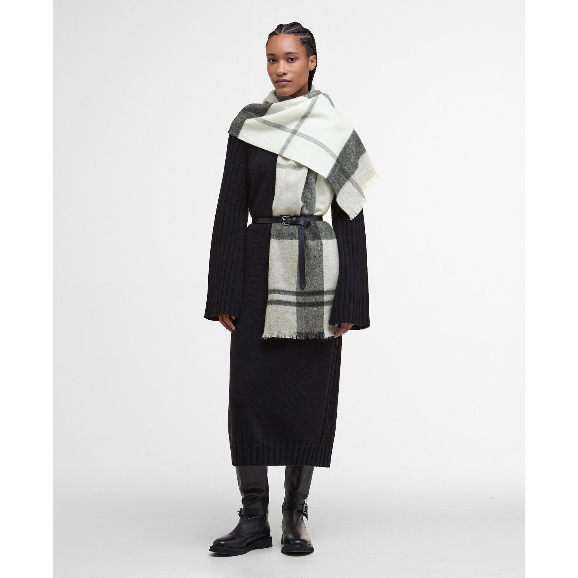 Product image 2 of 7 of Barbour Women's Rosefield Tartan Scarf - Monochrome Tartan