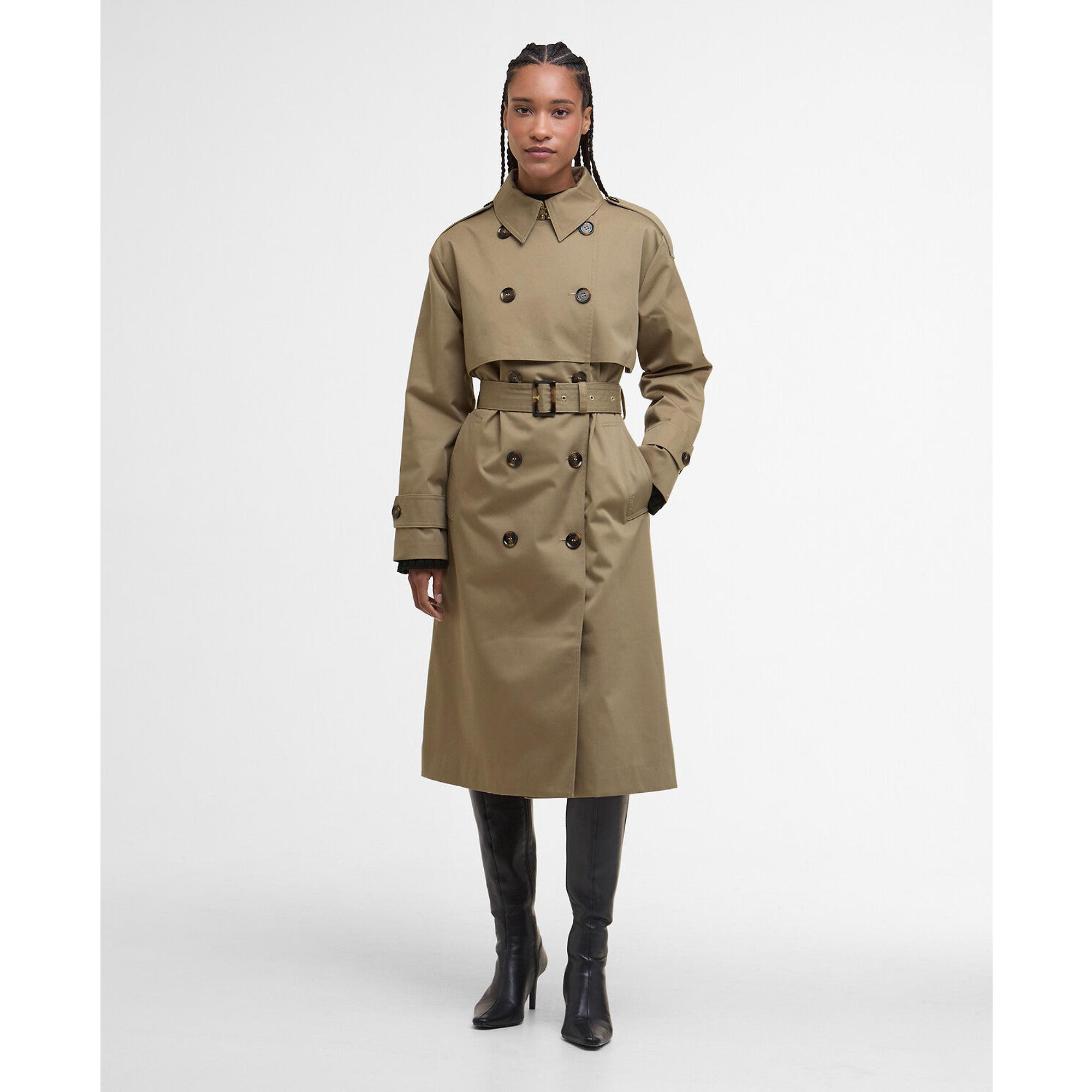 Product image 2 of 9 of Barbour Women's Aoife Showerproof Trench Coat - Military Brown/Hessian Tartan