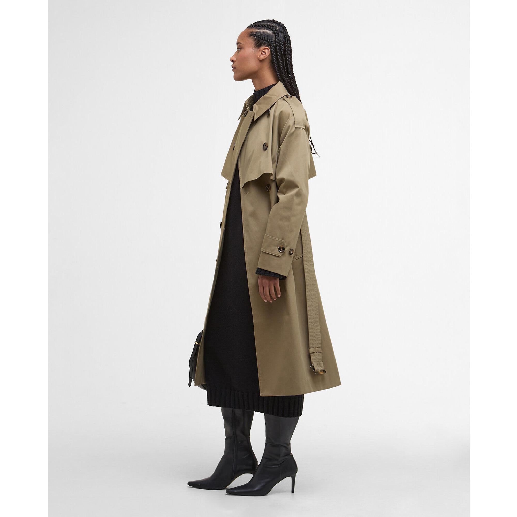 Product image 3 of 9 of Barbour Women's Aoife Showerproof Trench Coat - Military Brown/Hessian Tartan
