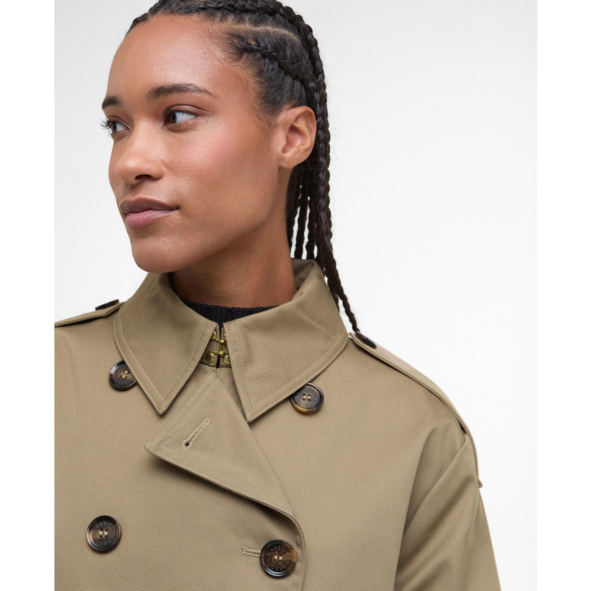 Product image 5 of 9 of Barbour Women's Aoife Showerproof Trench Coat - Military Brown/Hessian Tartan