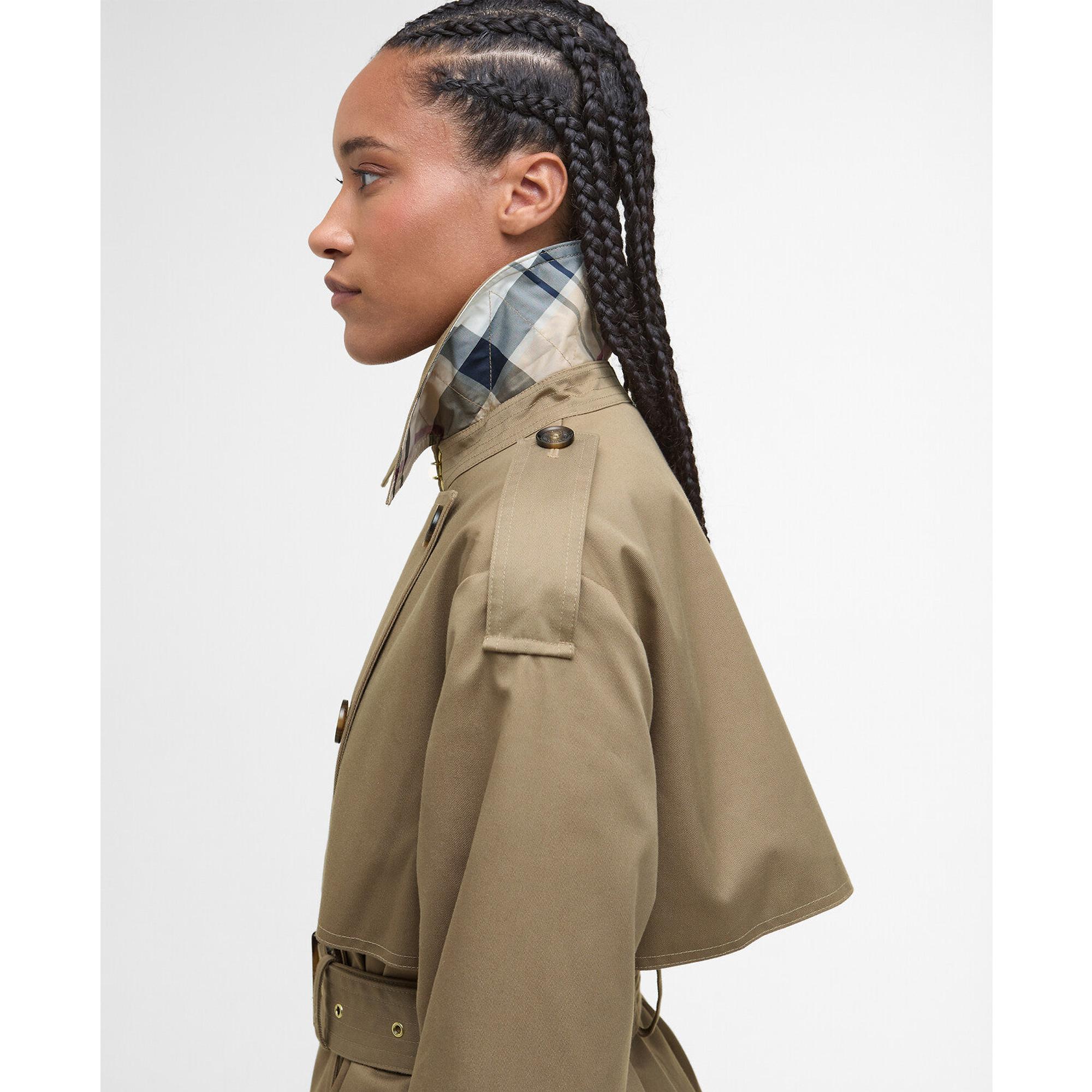 Product image 6 of 9 of Barbour Women's Aoife Showerproof Trench Coat - Military Brown/Hessian Tartan
