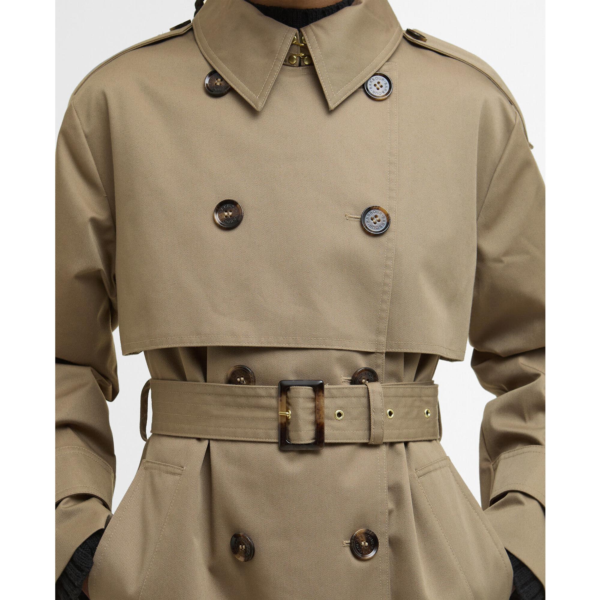 Product image 7 of 9 of Barbour Women's Aoife Showerproof Trench Coat - Military Brown/Hessian Tartan