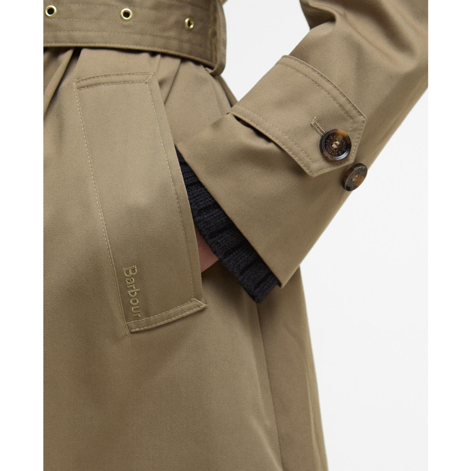 Product image 8 of 9 of Barbour Women's Aoife Showerproof Trench Coat - Military Brown/Hessian Tartan