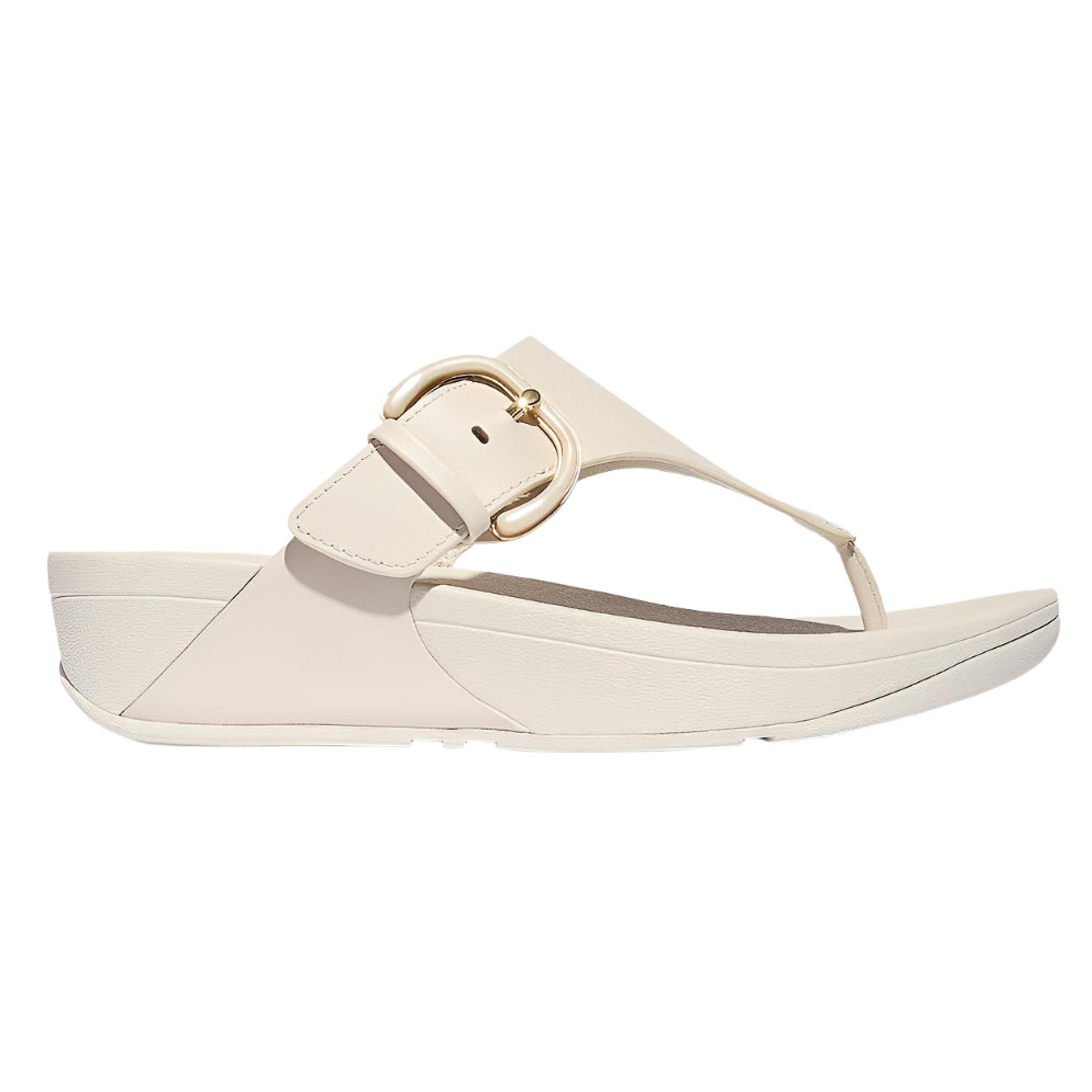 Product image 1 of 6 of FitFlop Women's LULU Resin-Buckle Leather Toe-Post Sandals - Paris Beige
