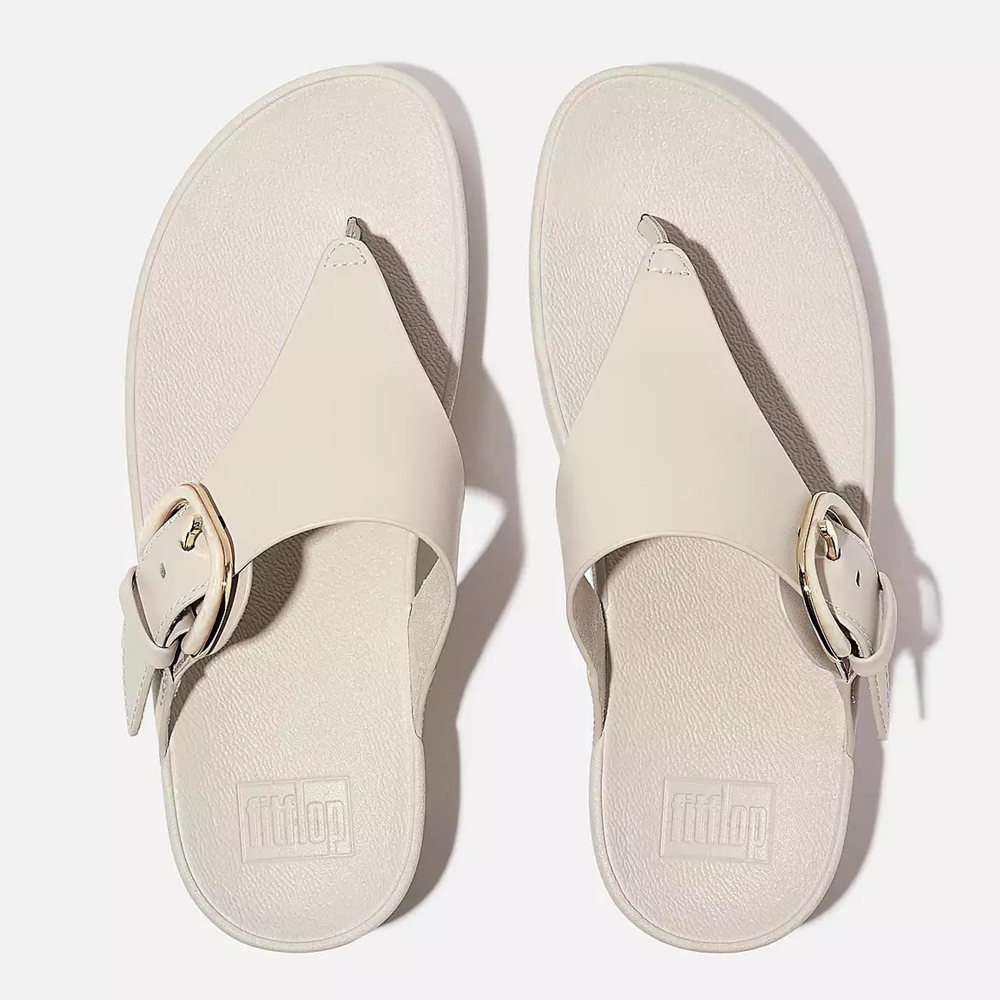 Product image 4 of 6 of FitFlop Women's LULU Resin-Buckle Leather Toe-Post Sandals - Paris Beige