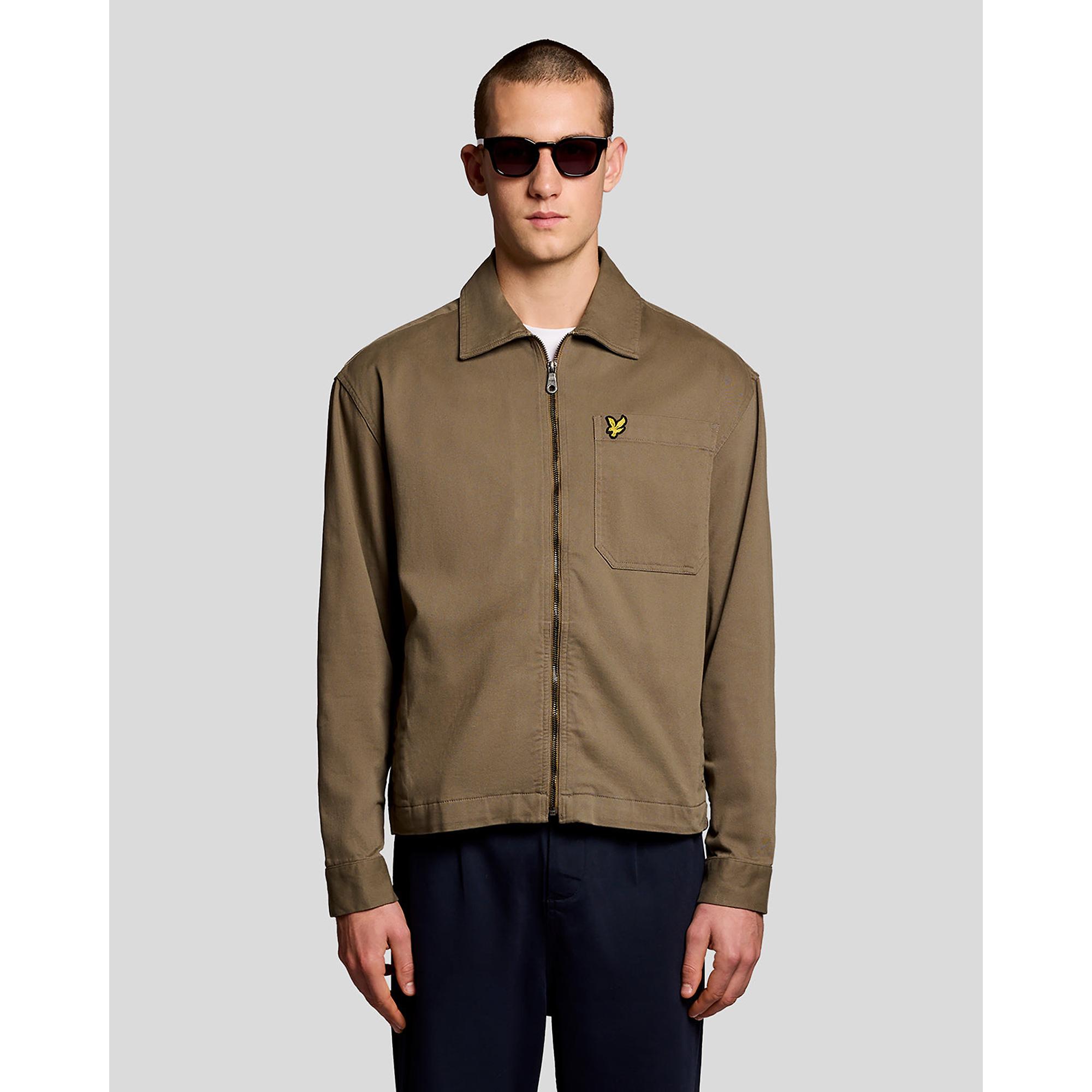 Product image 2 of 6 of Lyle & Scott Men's Enzyme Wash Zip Through Overshirt - Khaki Ash