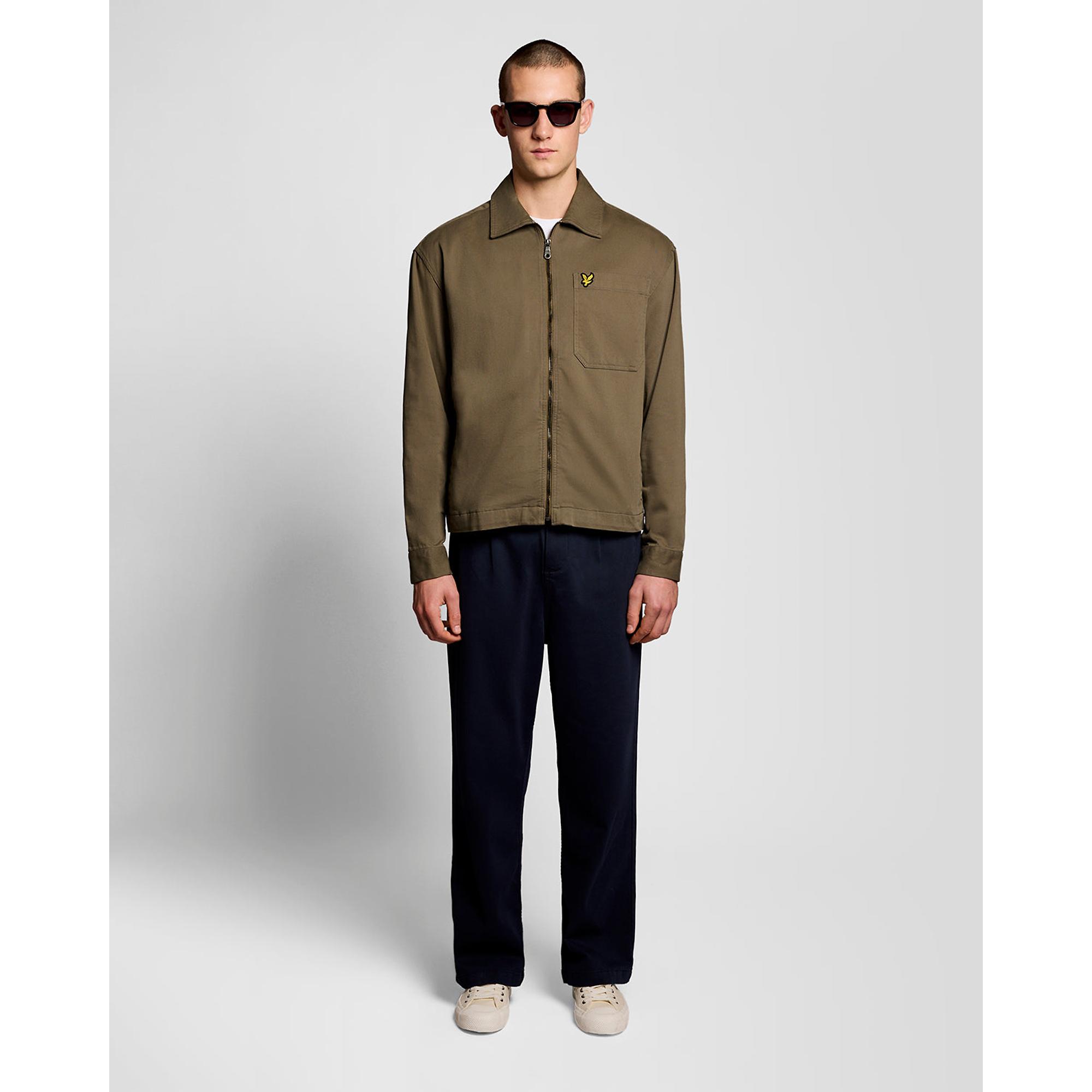 Product image 3 of 6 of Lyle & Scott Men's Enzyme Wash Zip Through Overshirt - Khaki Ash