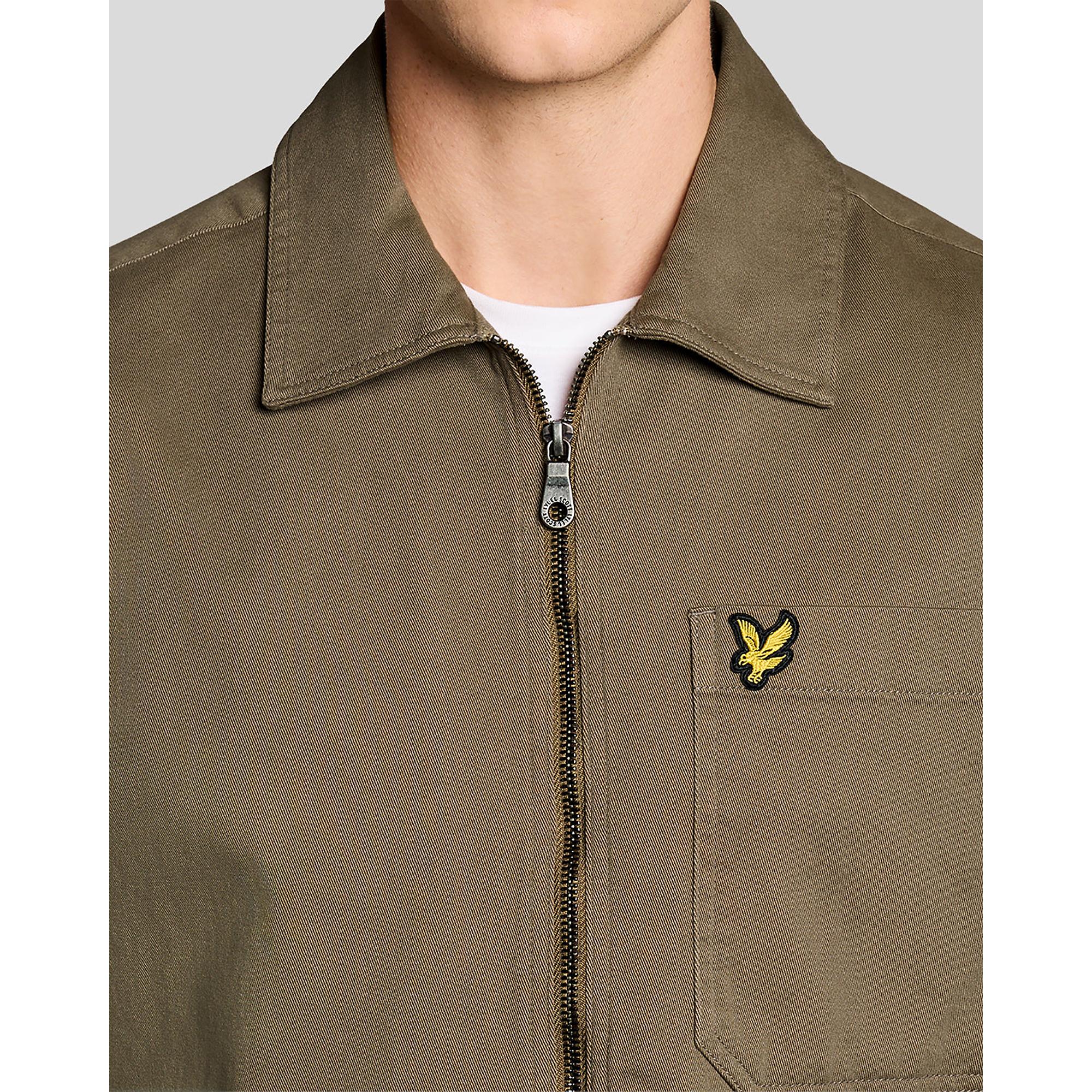 Product image 4 of 6 of Lyle & Scott Men's Enzyme Wash Zip Through Overshirt - Khaki Ash