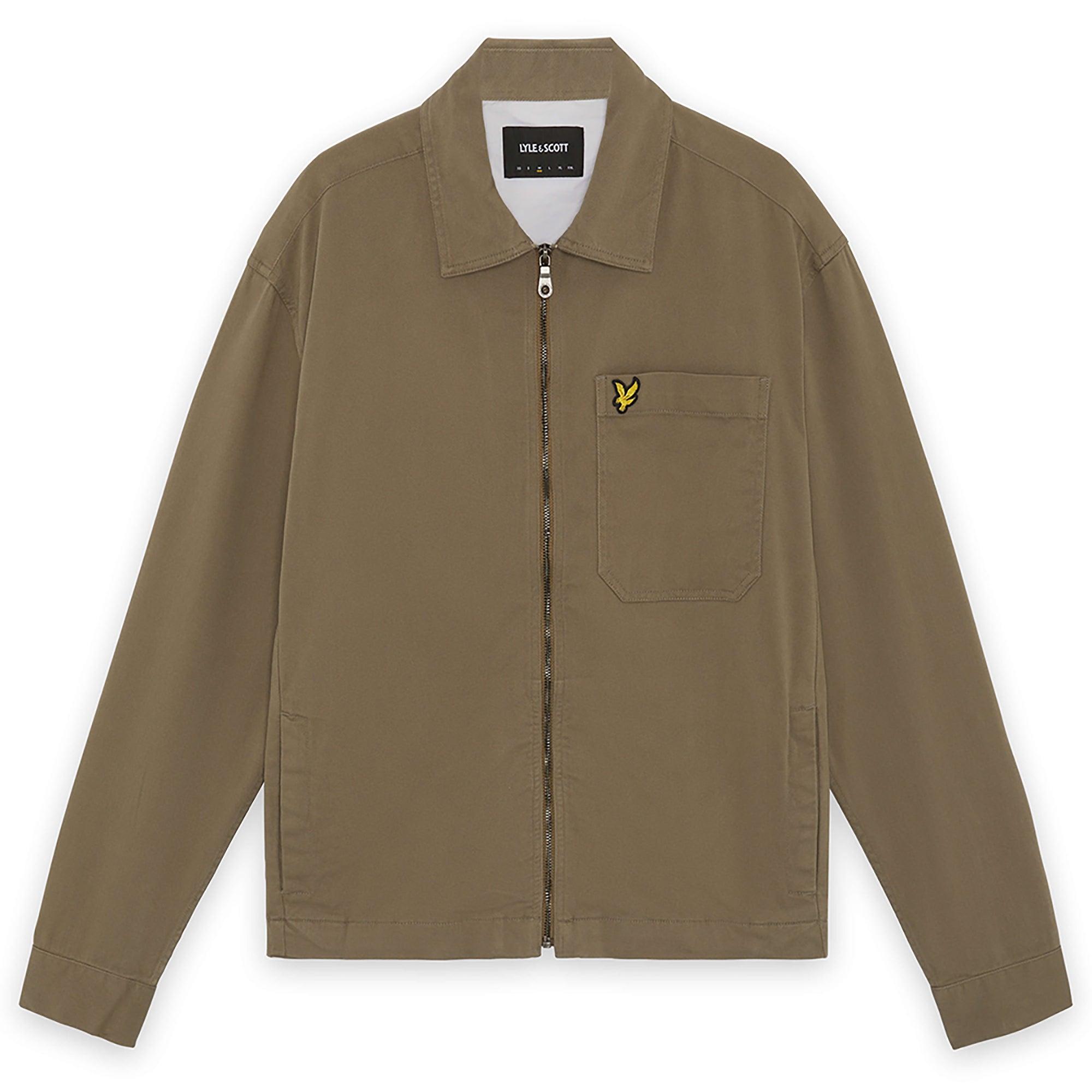 Product image 1 of 6 of Lyle & Scott Men's Enzyme Wash Zip Through Overshirt - Khaki Ash