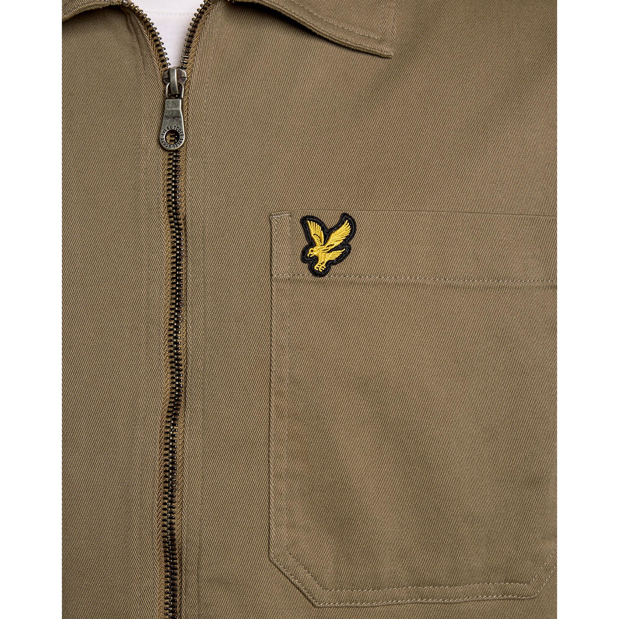Product image 6 of 6 of Lyle & Scott Men's Enzyme Wash Zip Through Overshirt - Khaki Ash