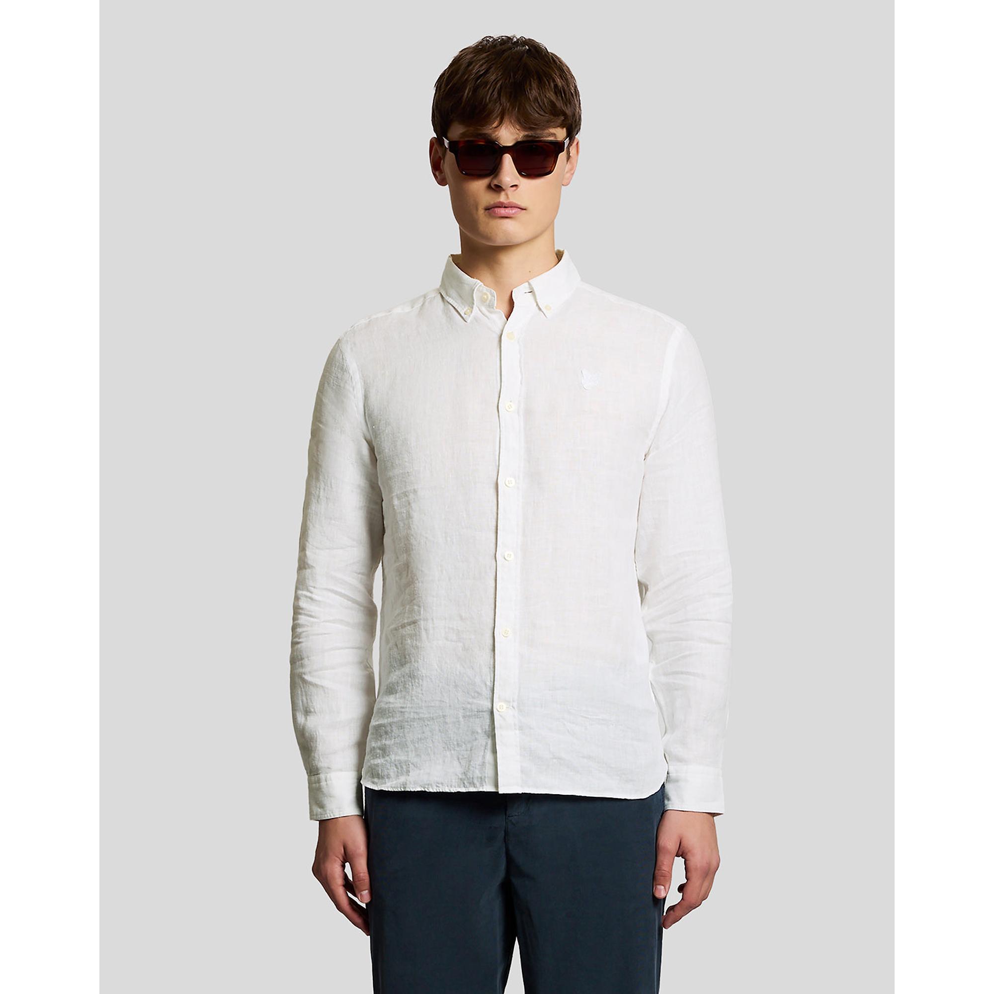 Product image 2 of 6 of Lyle & Scott Men's Long Sleeve Linen Shirt - White