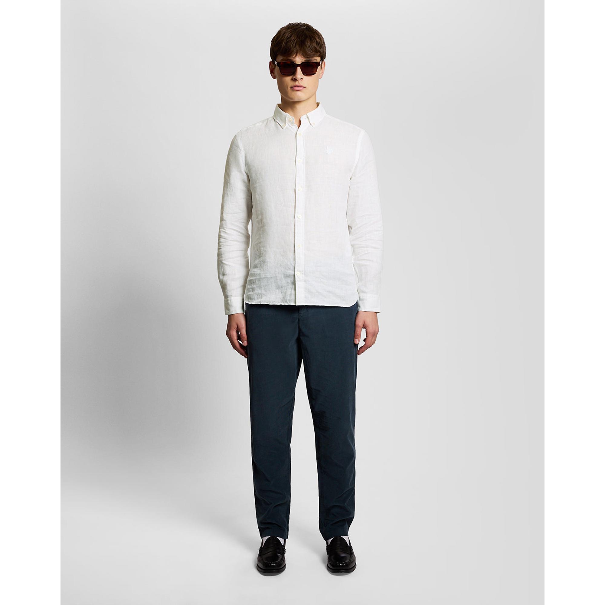 Product image 3 of 6 of Lyle & Scott Men's Long Sleeve Linen Shirt - White