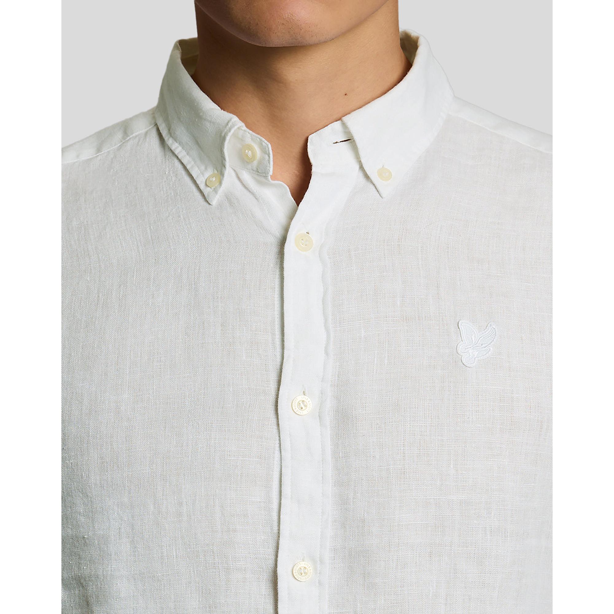 Product image 4 of 6 of Lyle & Scott Men's Long Sleeve Linen Shirt - White