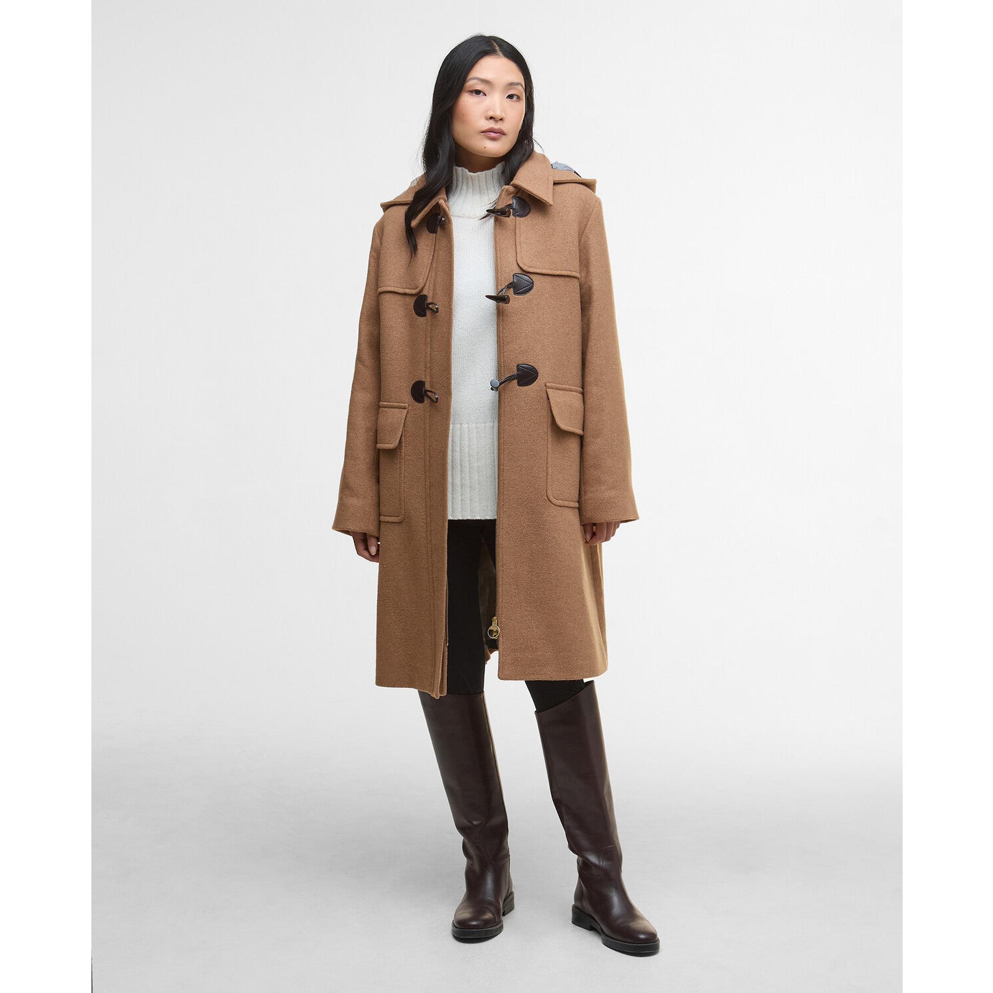 Product image 2 of 7 of Barbour Women's Melody Wool Duffle Coat - Camel/Hessian Tartan