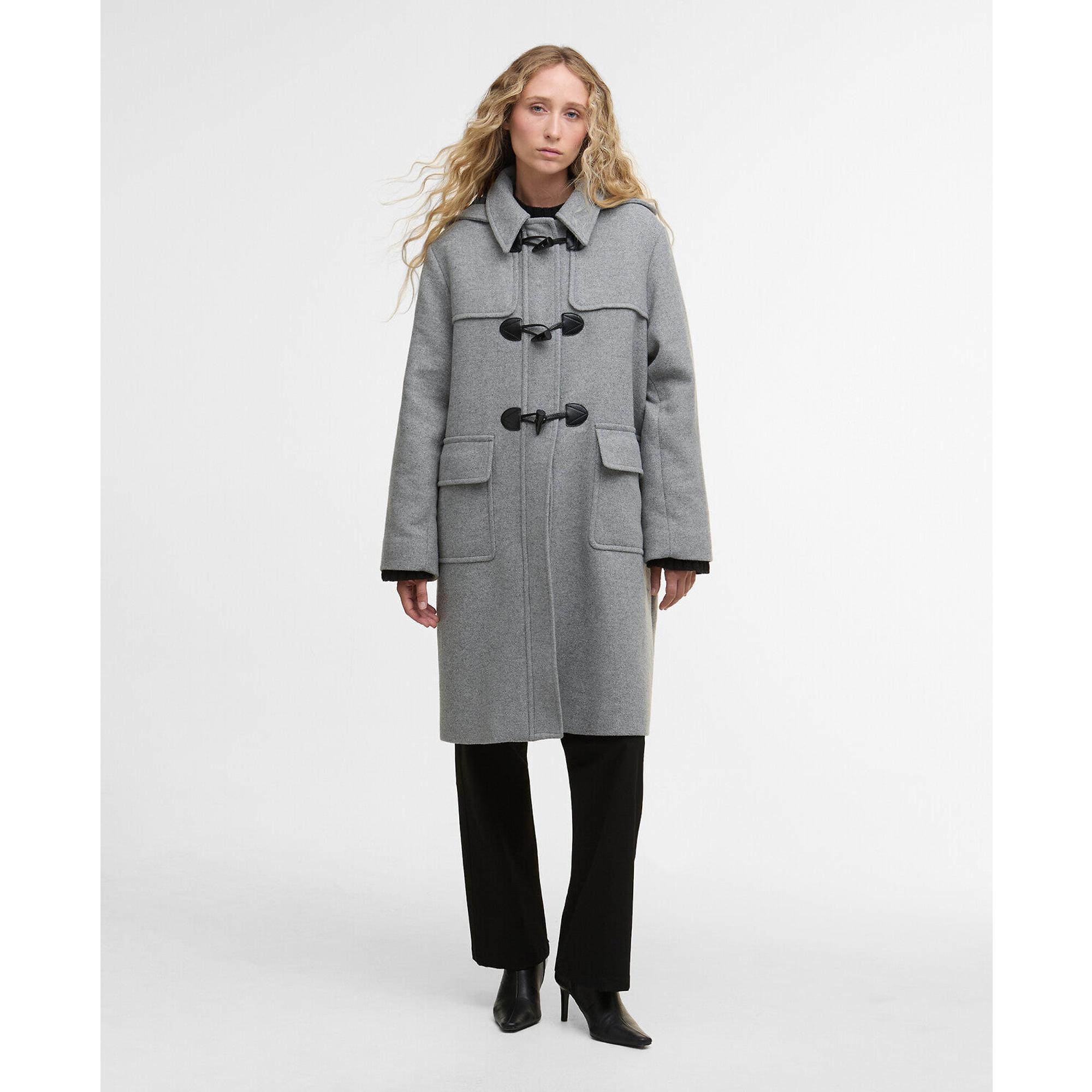 Product image 2 of 8 of Barbour Women's Melody Wool Duffle Coat - Light Grey Marl/Onyx Tartan