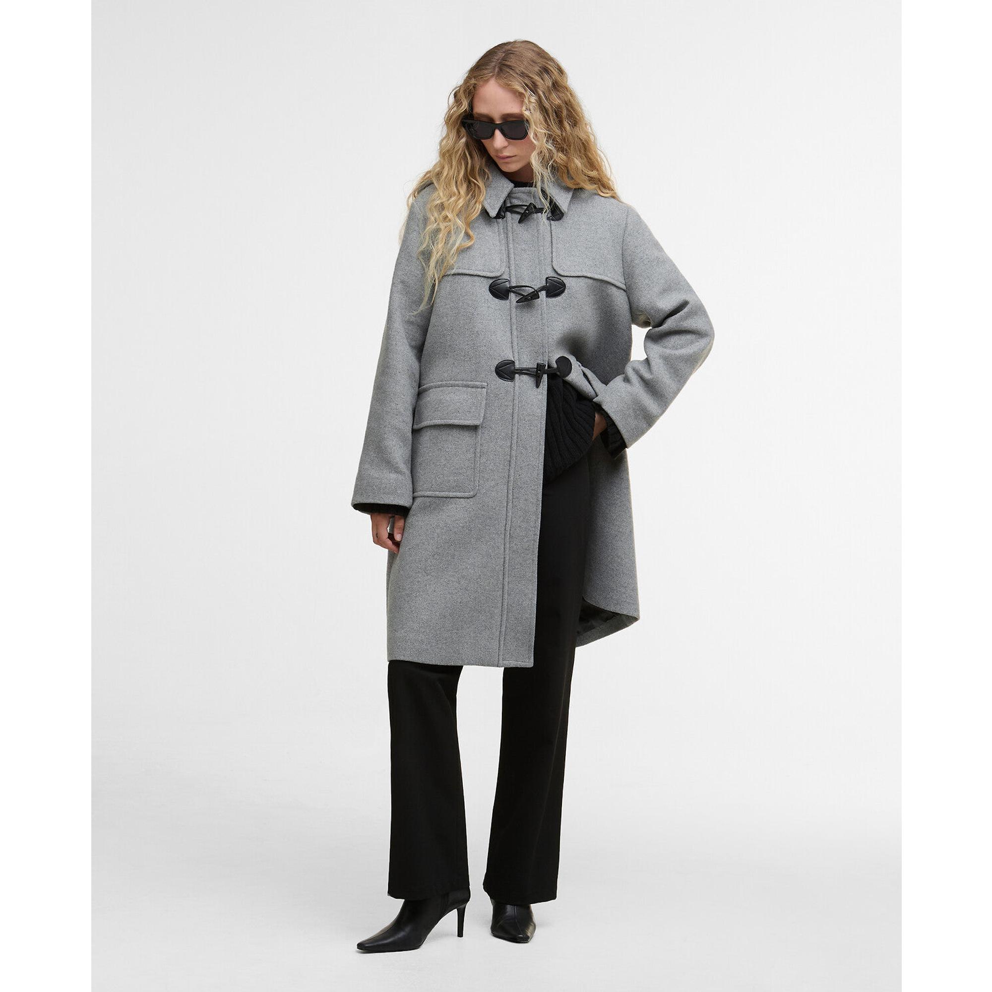 Product image 3 of 8 of Barbour Women's Melody Wool Duffle Coat - Light Grey Marl/Onyx Tartan