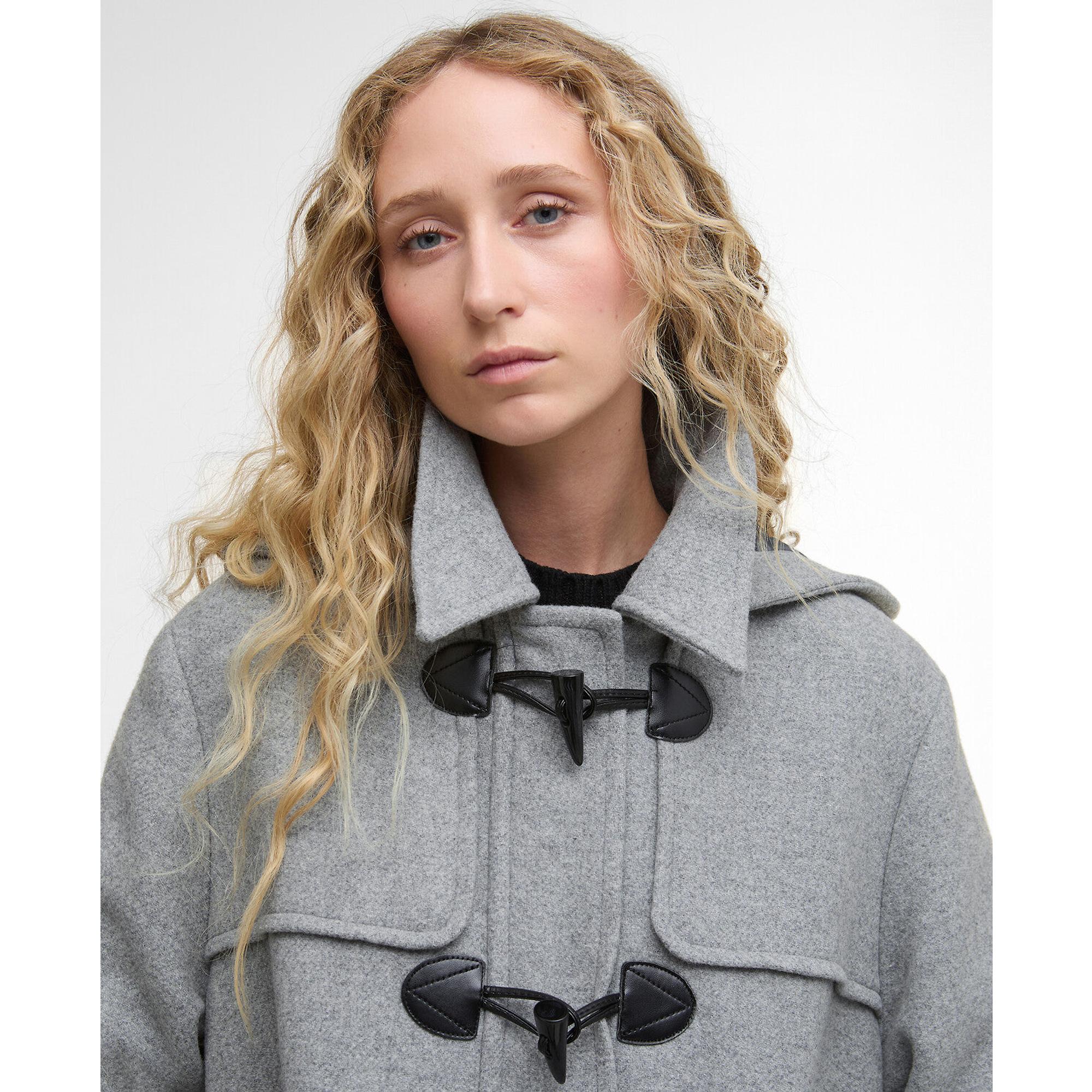 Product image 5 of 8 of Barbour Women's Melody Wool Duffle Coat - Light Grey Marl/Onyx Tartan