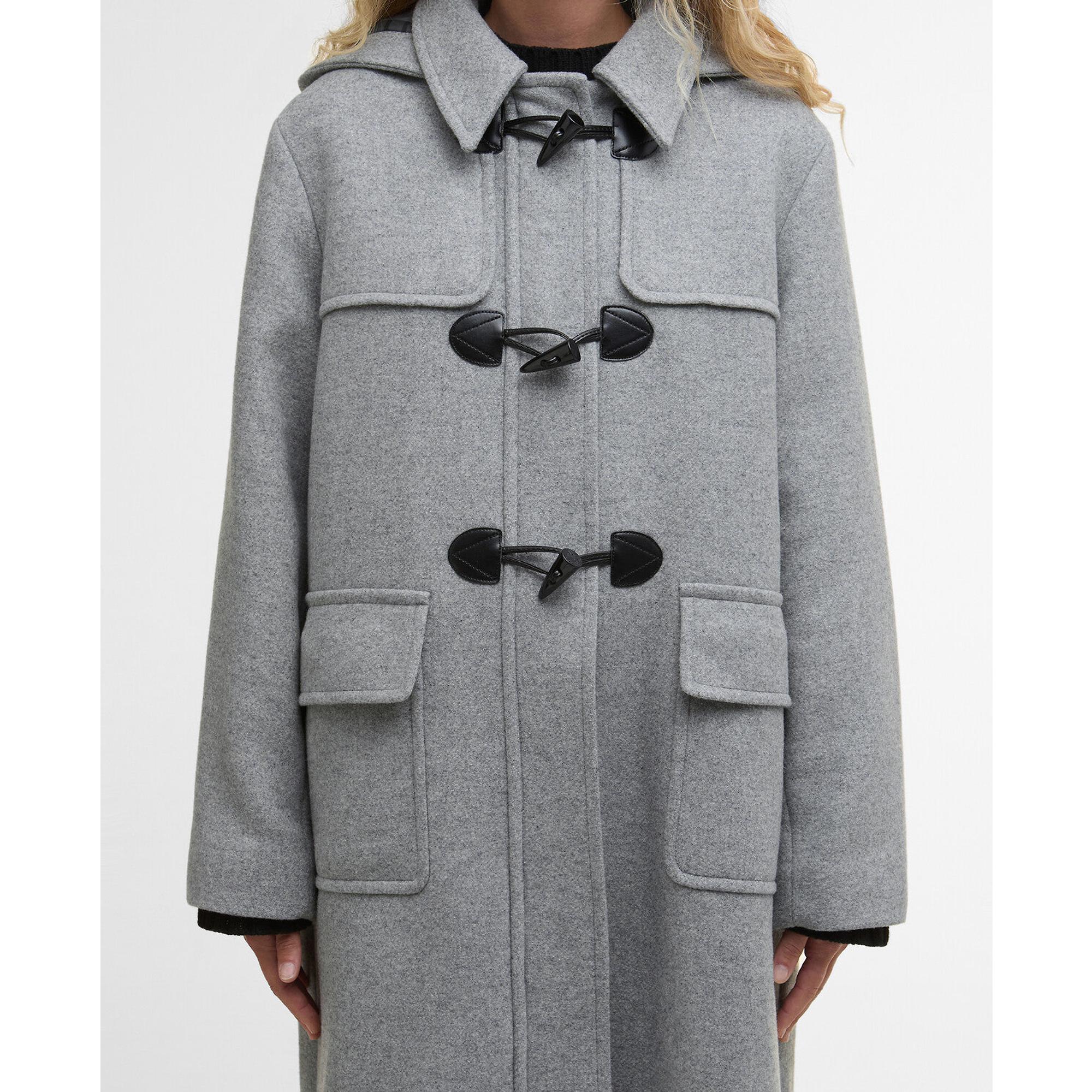 Product image 6 of 8 of Barbour Women's Melody Wool Duffle Coat - Light Grey Marl/Onyx Tartan