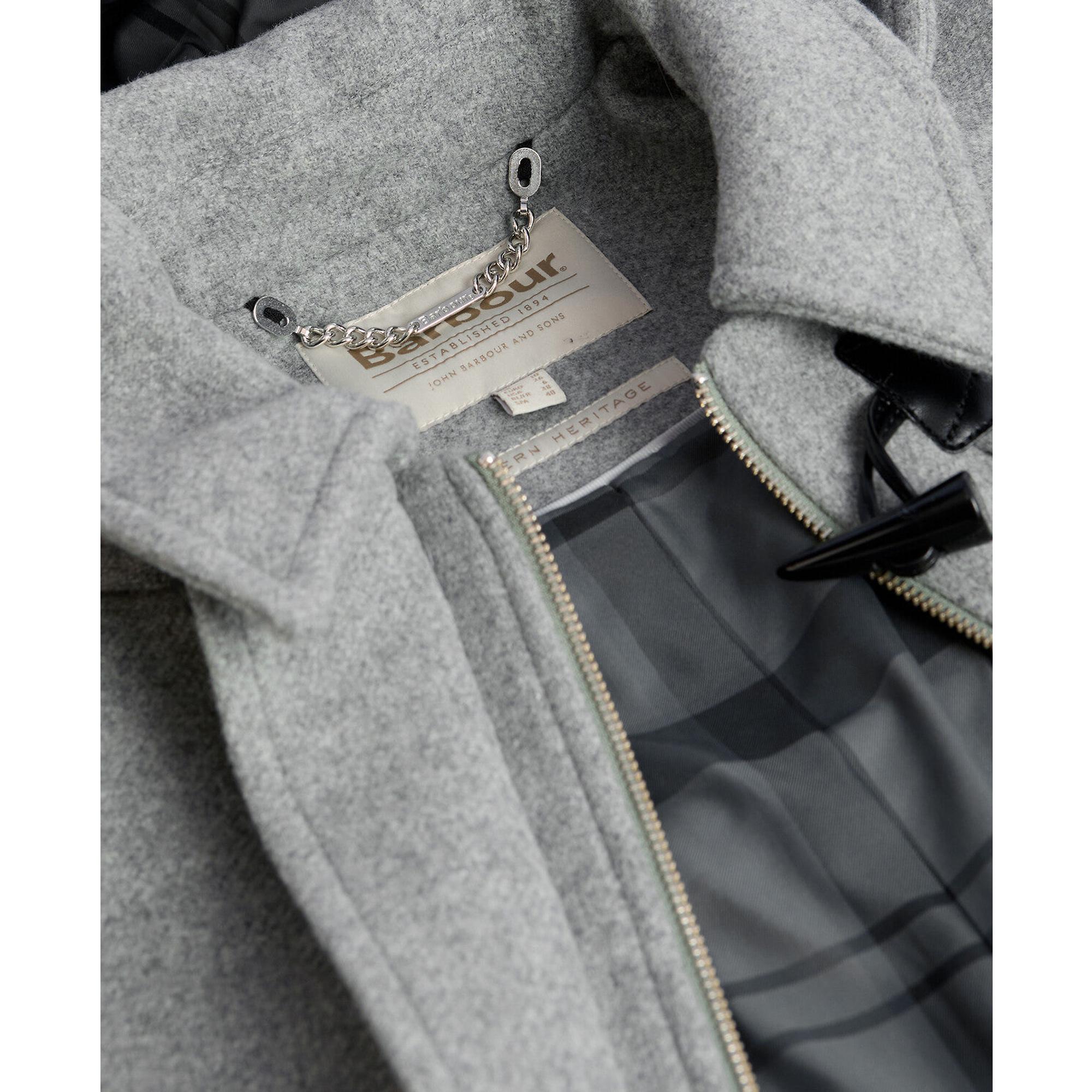 Product image 8 of 8 of Barbour Women's Melody Wool Duffle Coat - Light Grey Marl/Onyx Tartan