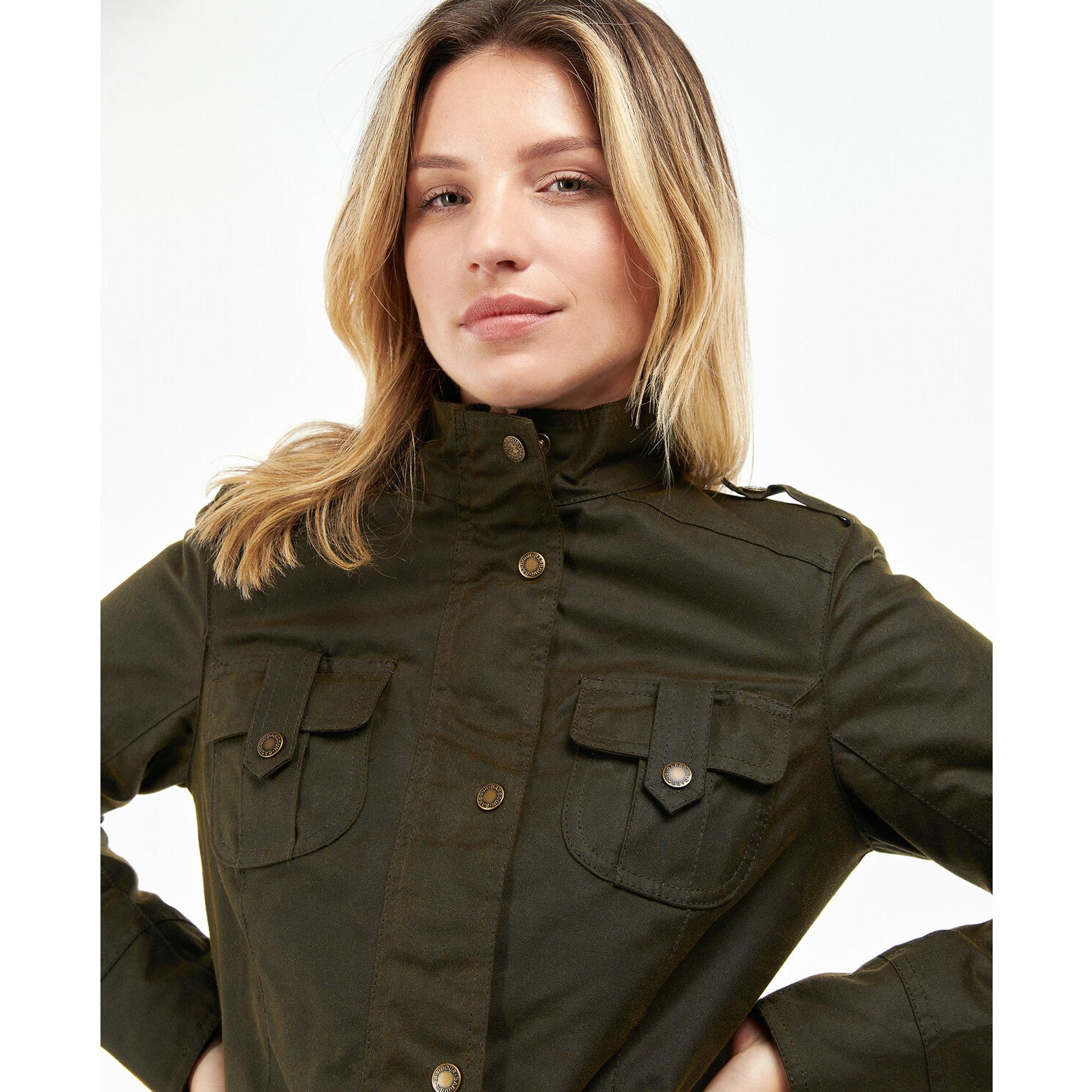 Product image 2 of 8 of Barbour Women's Winter Defence Waxed Jacket - Olive/Classic