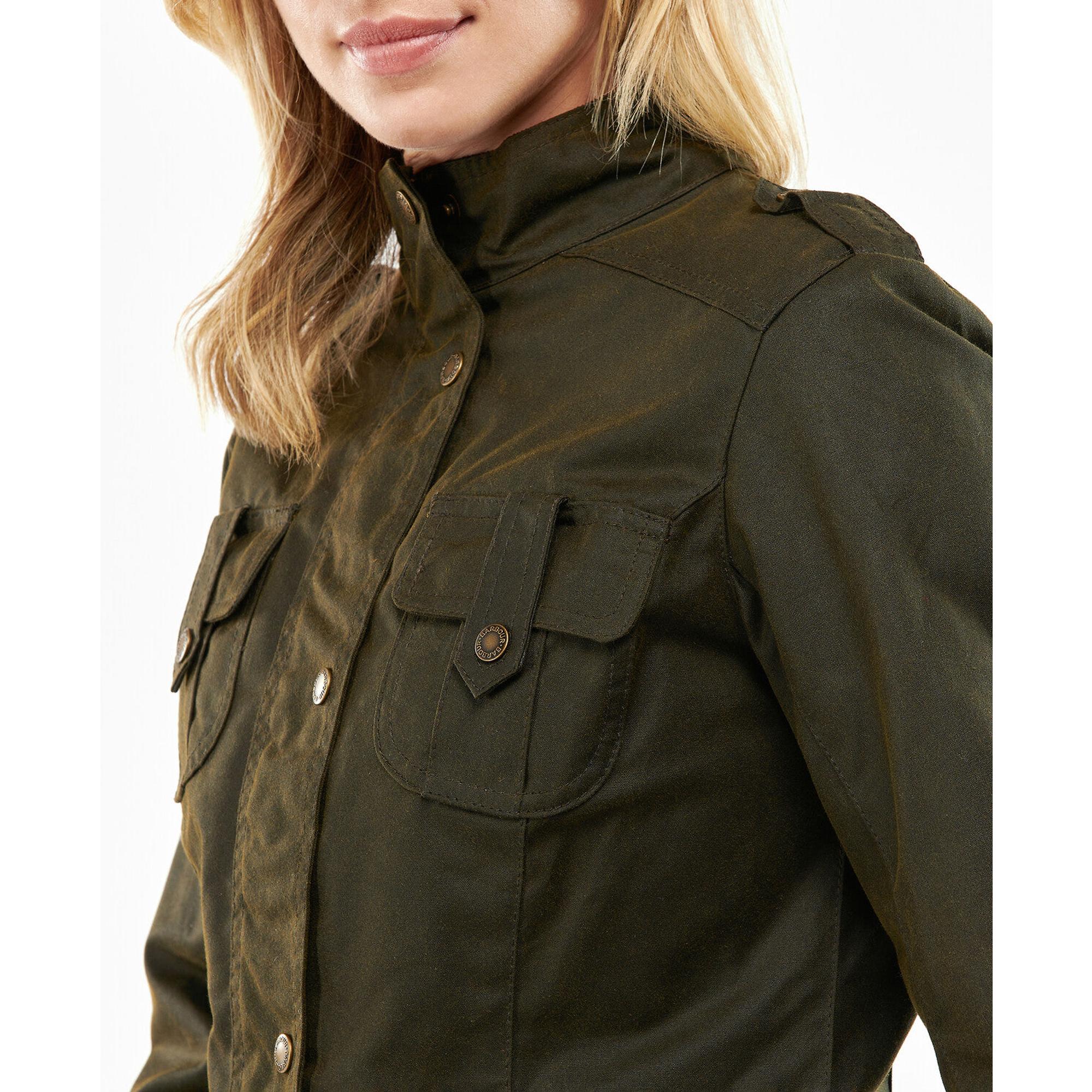 Product image 8 of 8 of Barbour Women's Winter Defence Waxed Jacket - Olive/Classic