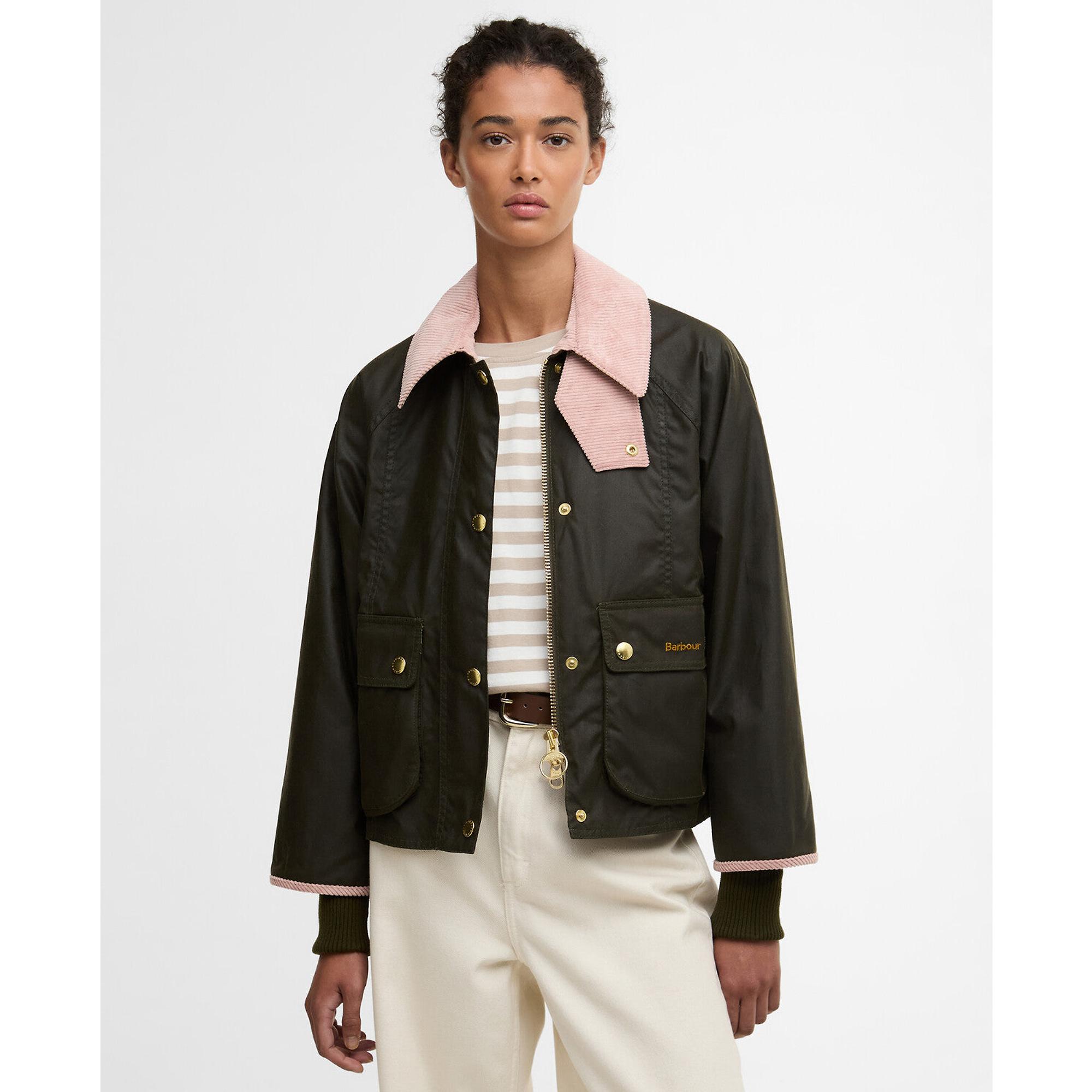 Product image 2 of 7 of Barbour Women's Cropped Beadnell Wax Jacket - Archive Olive/Ancient/Gardenia