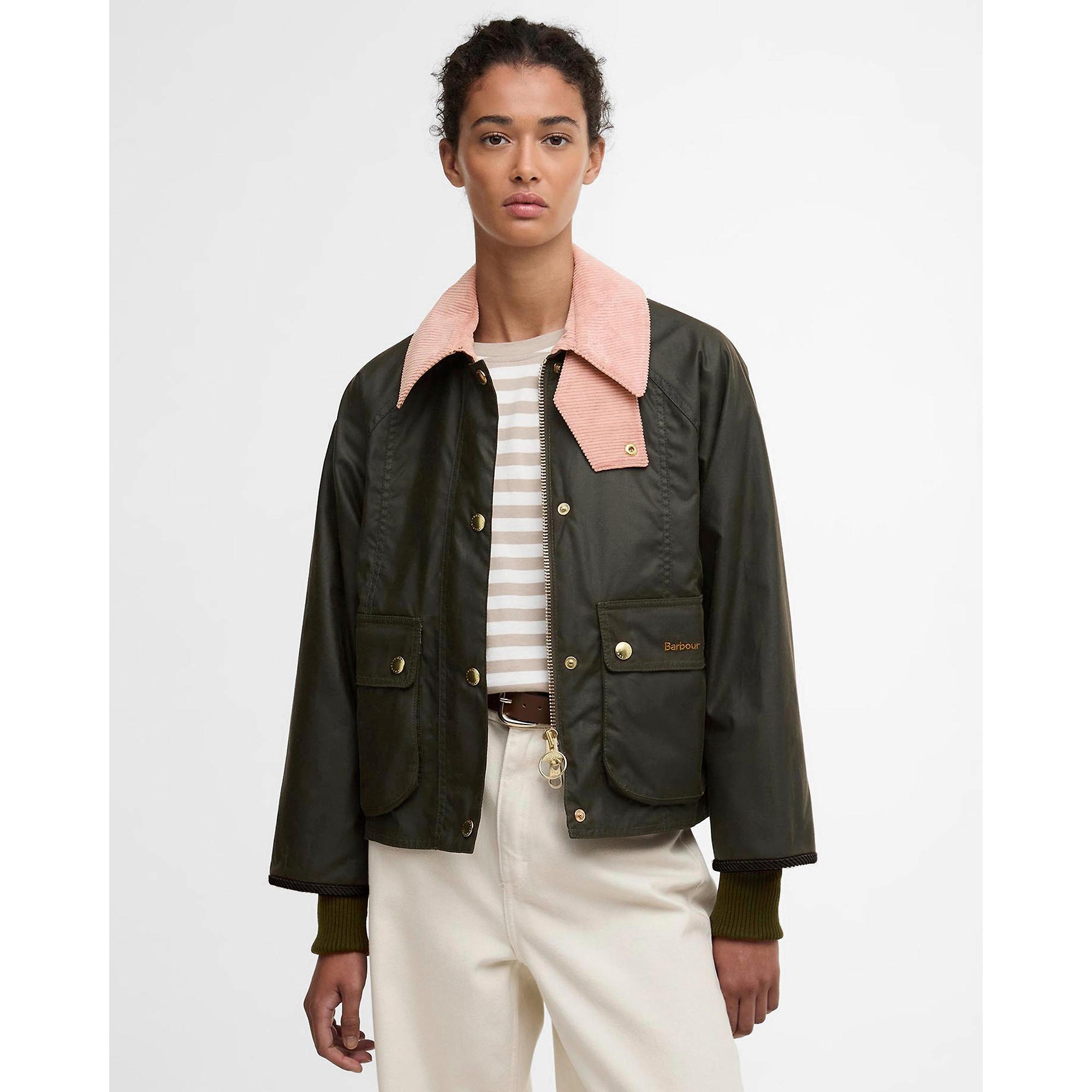 Product image 2 of 8 of Barbour Women's Cropped Beadnell Wax Jacket - Archive Olive/Ancient/Gardenia